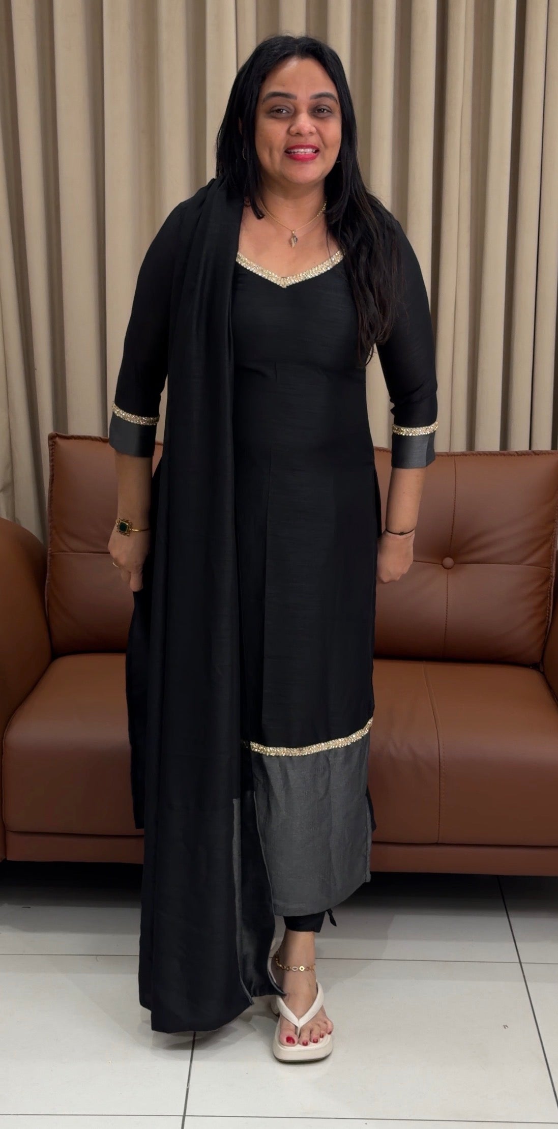 IHA'S IN-HOUSE SEMI RAW SILK SLITTED TOP AND DUPATTA - IHA 34216