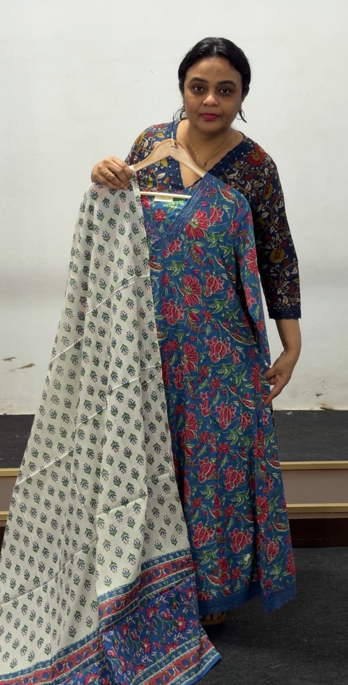 PRINTED ANARKALI TOP AND DUPATTA - IHA 36076