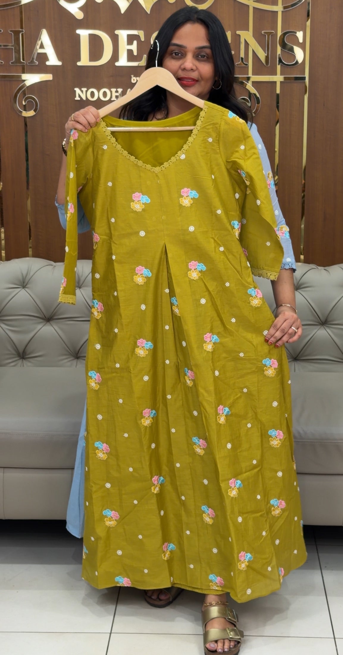 IHA'S IN-HOUSE MUL CHANDERI ALINE TOPS - IHA 35080