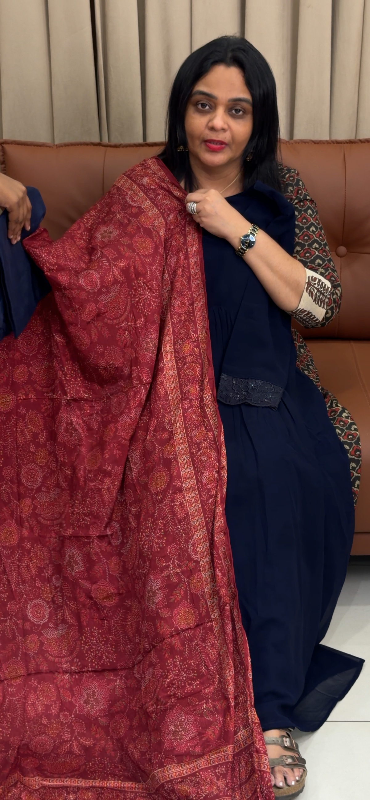 FAUX GEORGETTE ALINE TOP, BOTTOM AND DUPATTA - IHA 35724