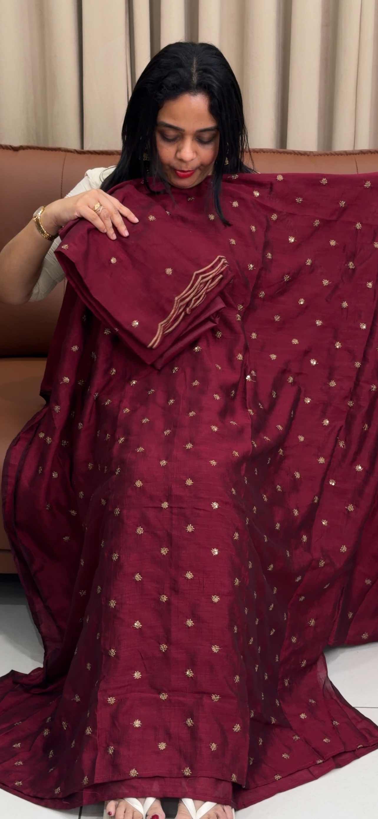 SEMI RAW SILK UNSTITCHED SALWAR SUITS - IHA 34015