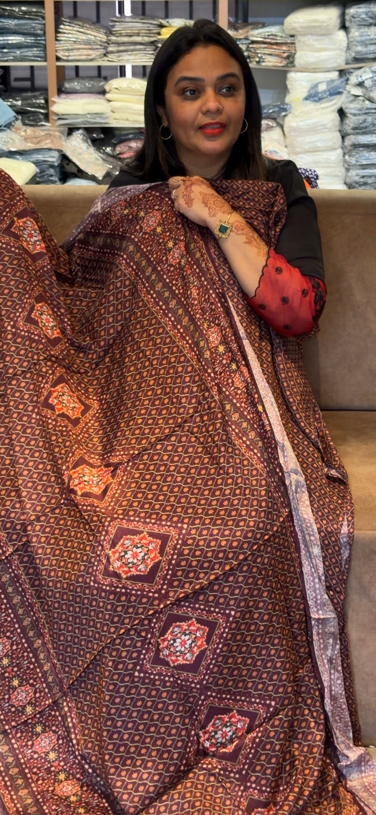 PRINTED CRAPE UNSTITCHED SALWAR SUITS - IHA 32968