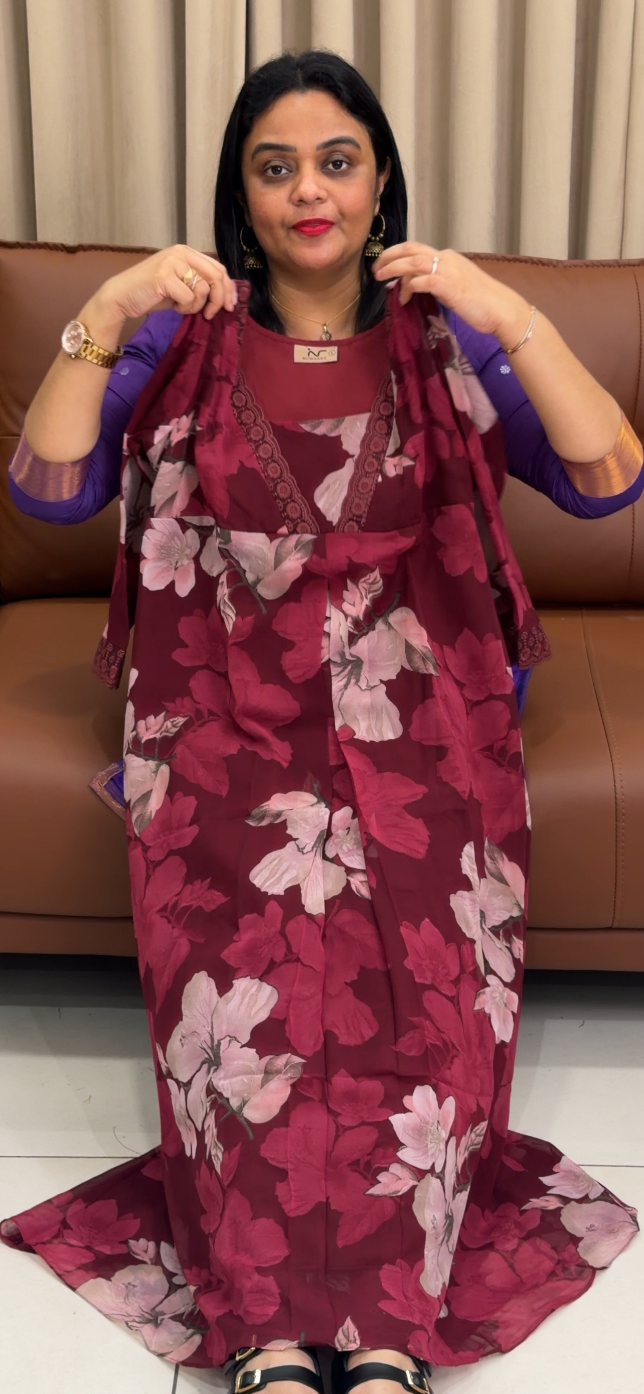 PRINTED LONG ALINE TOPS - IHA 33988