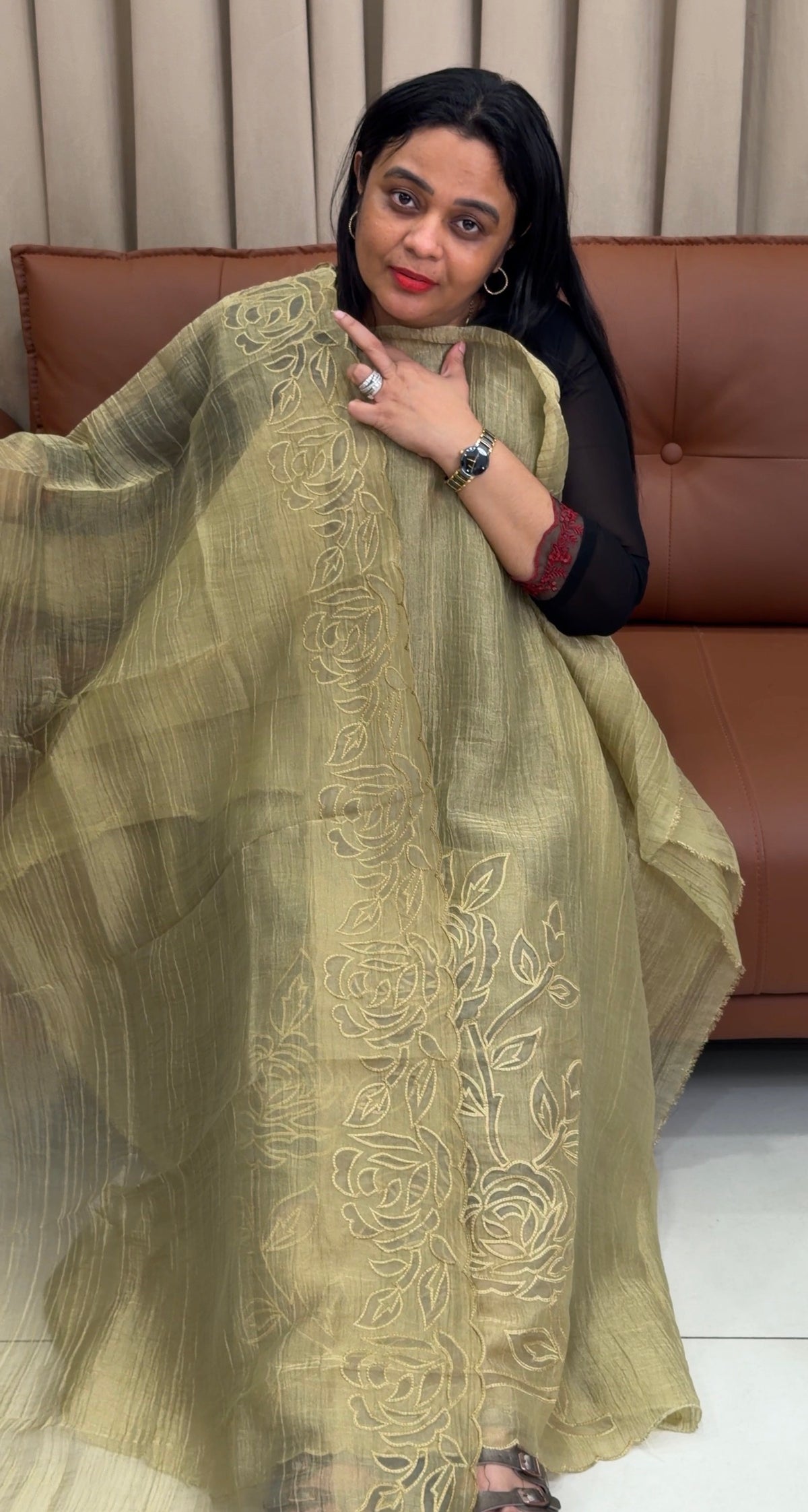TISSUE UNSTITCHED SALWAR SUITS - IHA 35830