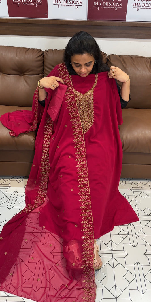 FAUX GEORGETTE UNSTITCHED SALWAR SUITS - IHA 27917