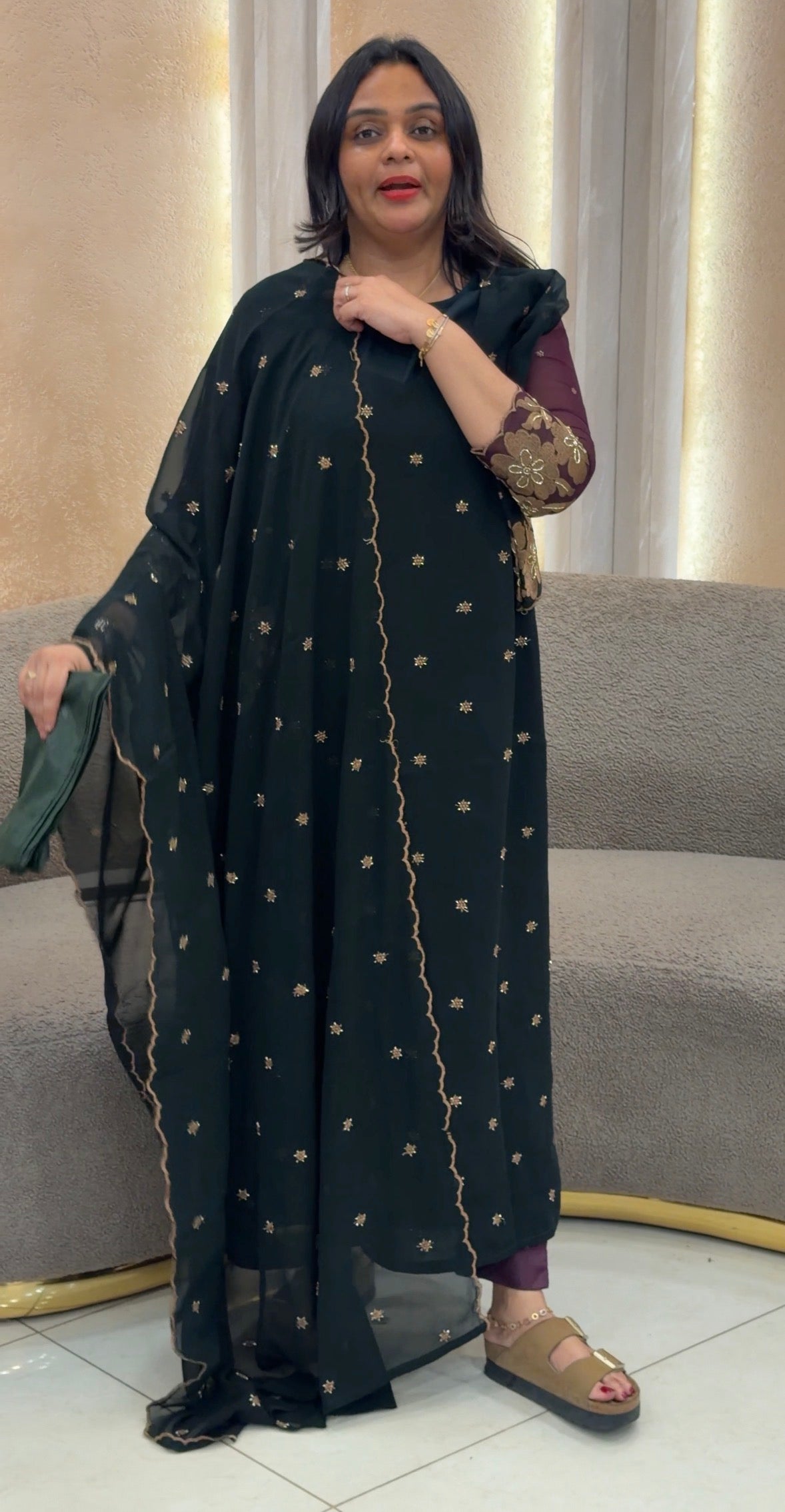IHA'S IN-HOUSE GEORGETTE TOP,BOTTOM AND DUPATTA - IHA 32925