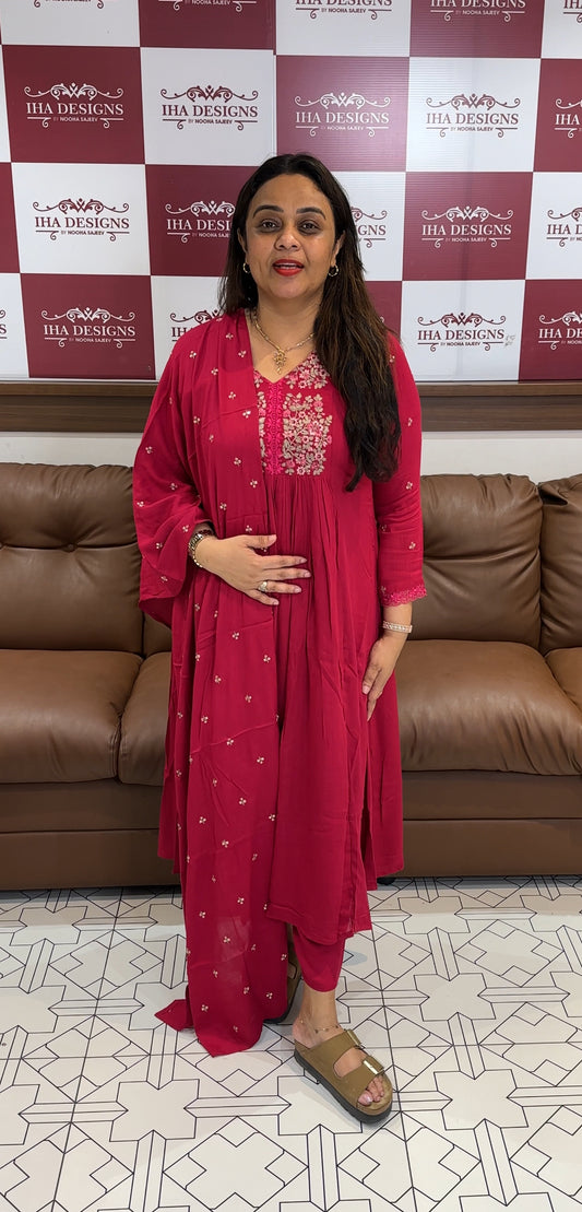 SEMI PARTY WEAR TOP,BOTTOM AND DUPATTA - IHA 22044