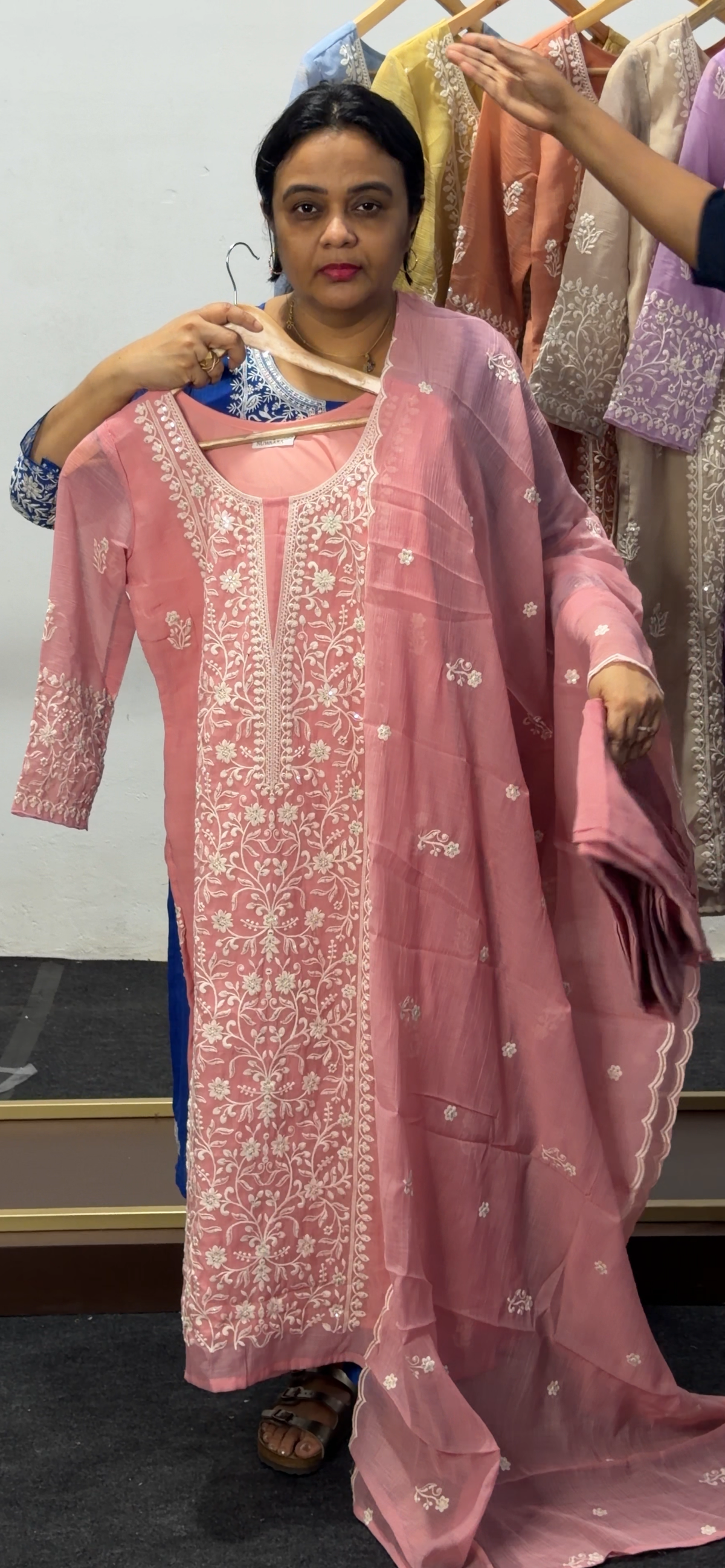 CHIKANKARI TOP, BOTTOM AND DUPATTA  - IHA 36065