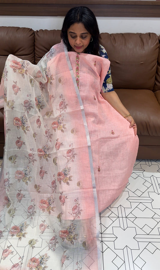 LINEN UNSTITCHED SALWAR SUITS - IHA 26549