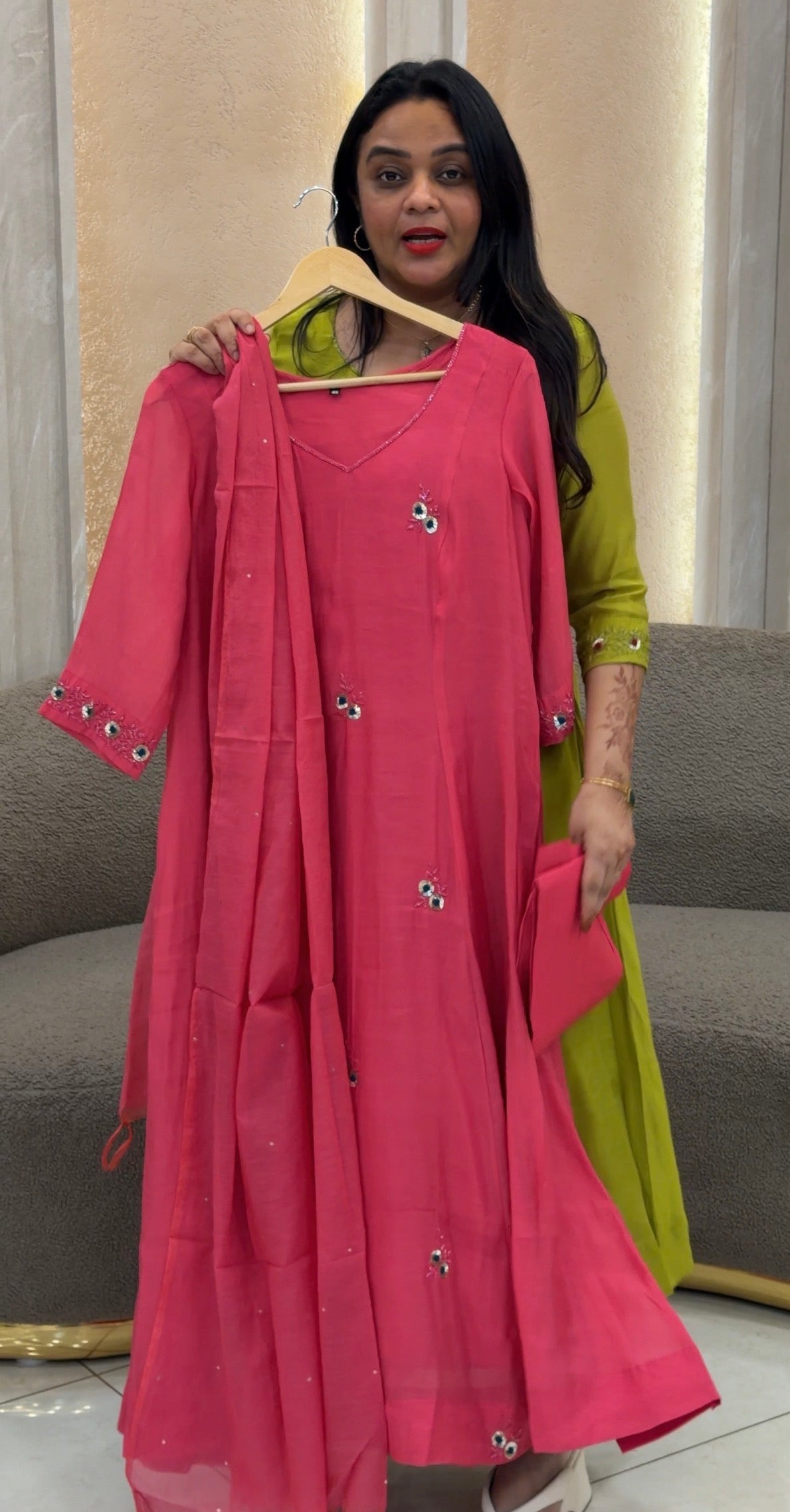 MALAI CHANDERI HAND WORKED TOP ,BOTTOM AND DUPATTA - IHA 33129