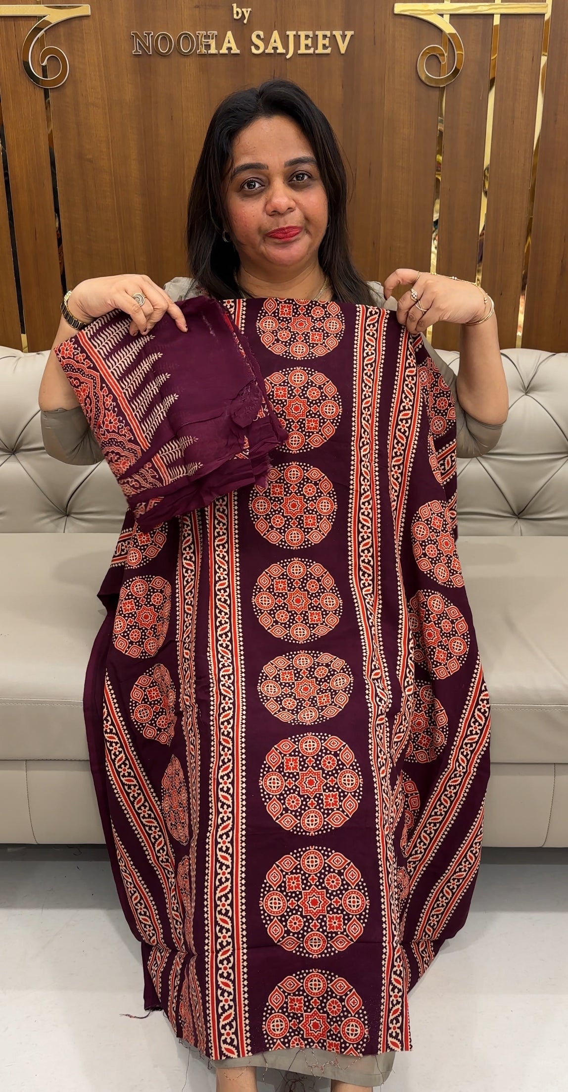 COTTON RAYON AJRAKH UNSTITCHED SALWAR SUITS - IHA 25825