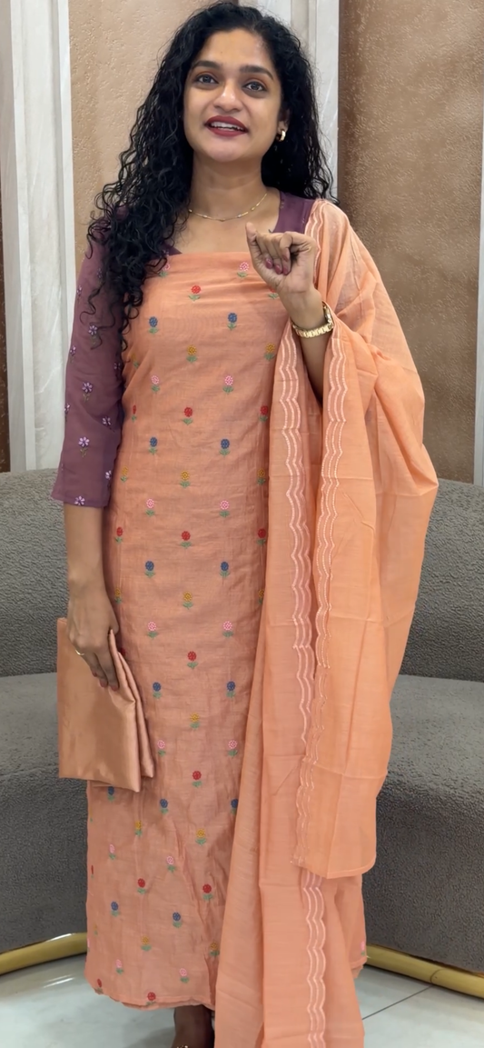 MALAI CHANDERI UNSTITCHED SALWAR SUITS - IHA 33287
