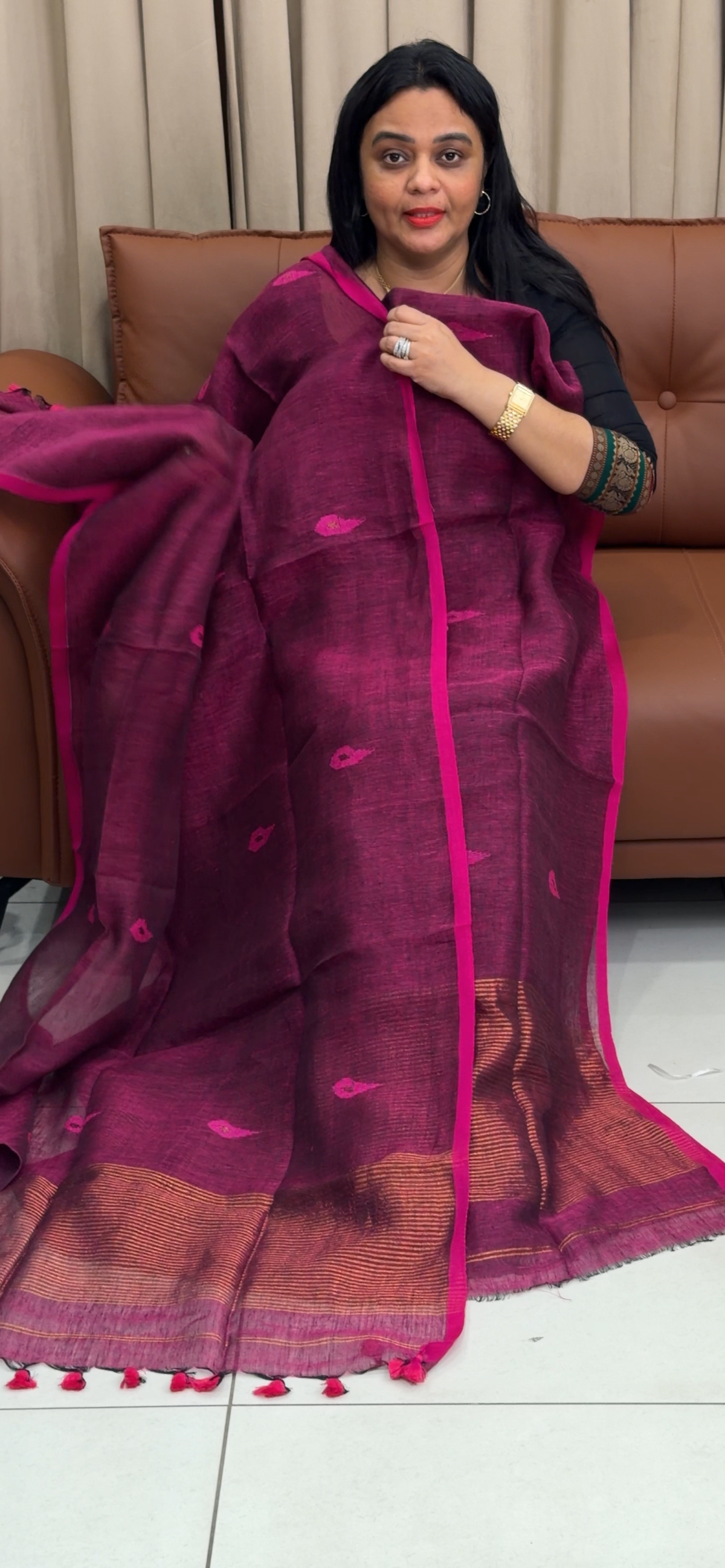 LINEN JAMDANI UNSTITCHED SALWAR SUITS - IHA 35734