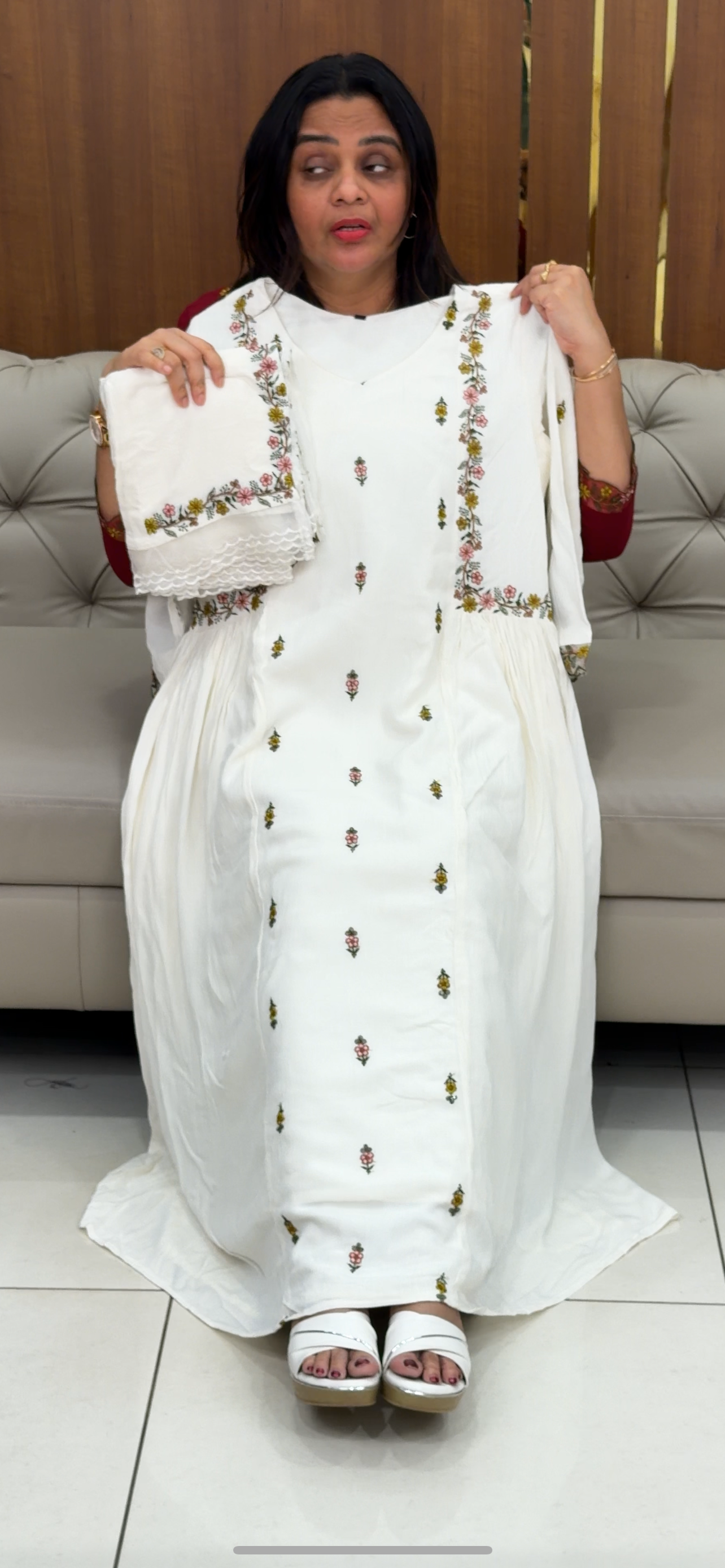 CRUSHED RAYON TOP, BOTTOM AND DUPATTA - IHA 29314