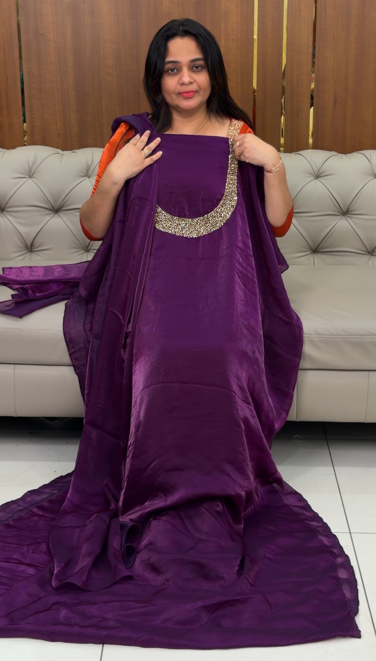 IHA'S IN-HOUSE VELVET ORGANZA TOP,BOTTOM AND DUPATTA - IHA 29050