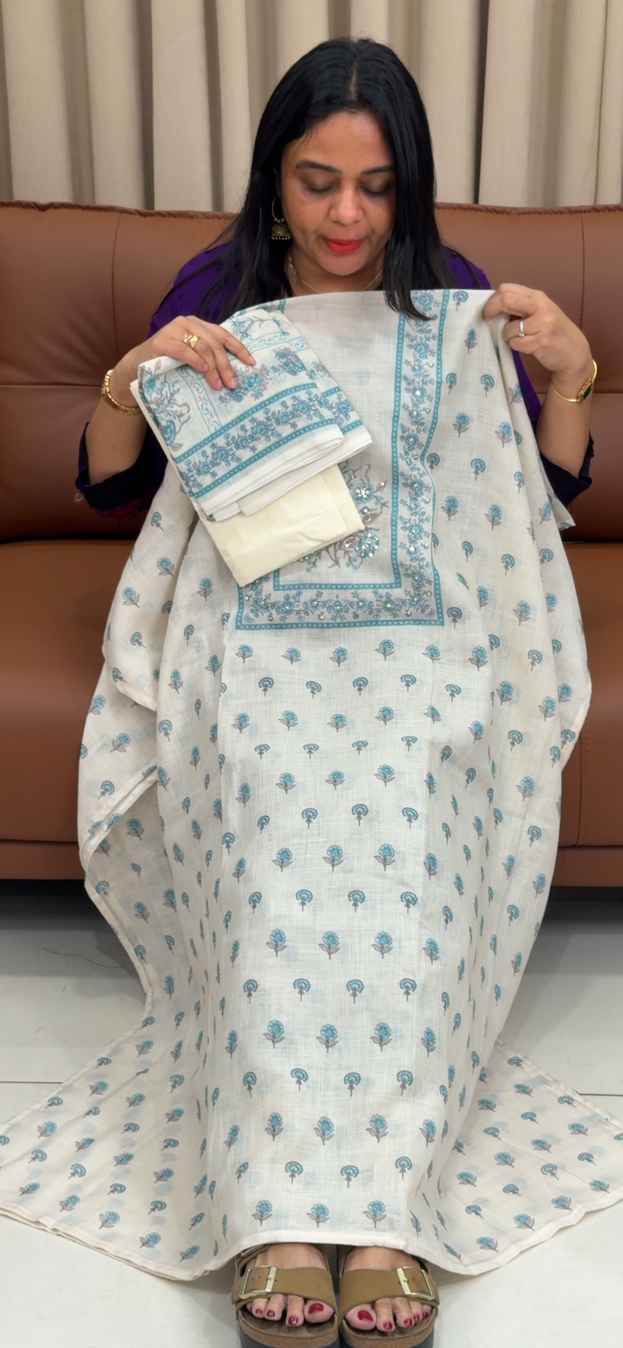 COTTON LINEN UNSTITCHED SLAWRA SUITS - IHA 33685