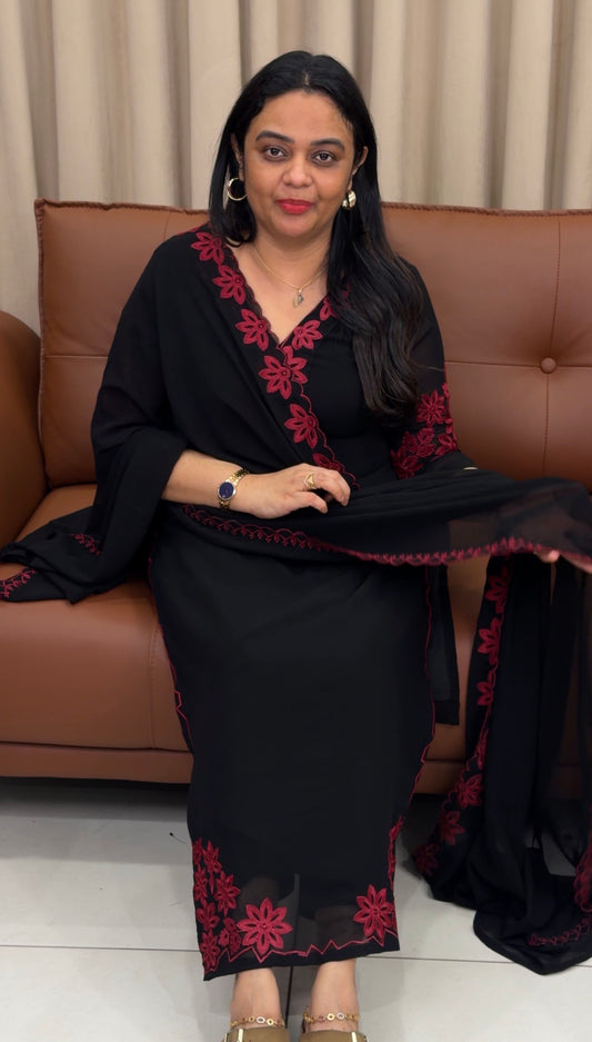 IHA'S IN-HOUSE FAUX GEORGETTE TOP,BOTTOM AND DUPATTA - IHA  33478