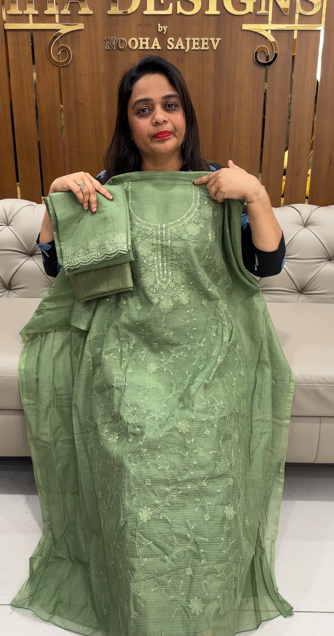 LUCKNOWI CHIKANKARI UNSTITCHED SALWAR SUITS - IHA 25358