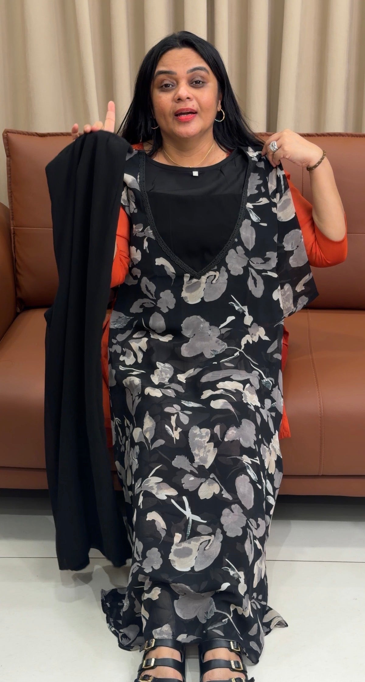 PRINTED GEORGETTE TOP AND BOTTOM - IHA 35210