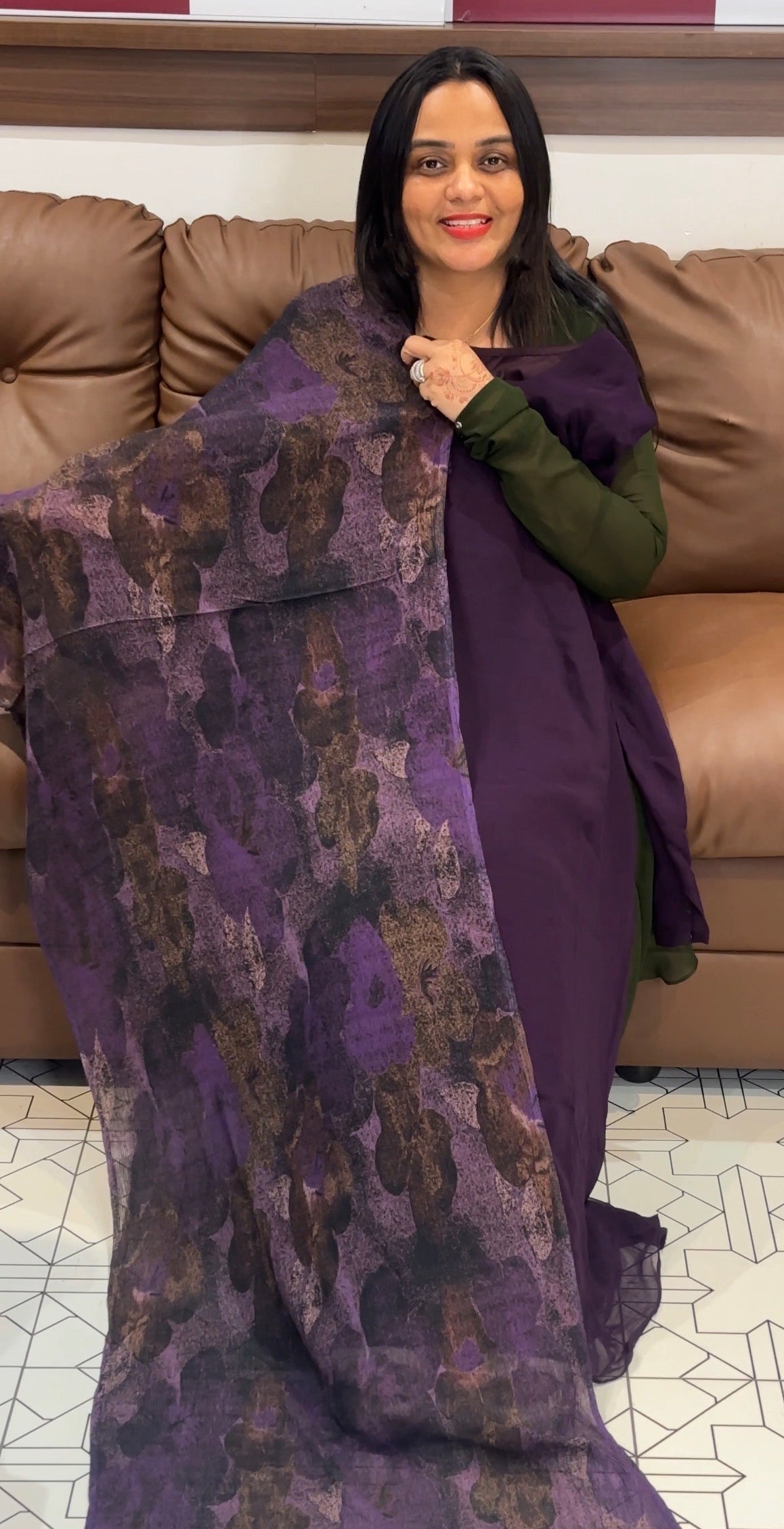 IHA'S IN-HOUSE GEORGETTE ALINE TOP AND DUPATTA - IHA 31512