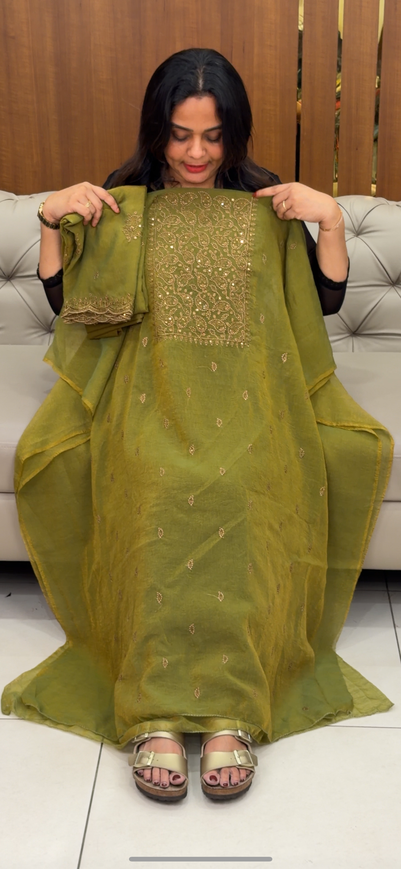 CRUSHED SILK UNSTITCHED SALWAR SUITS - IHA 33114