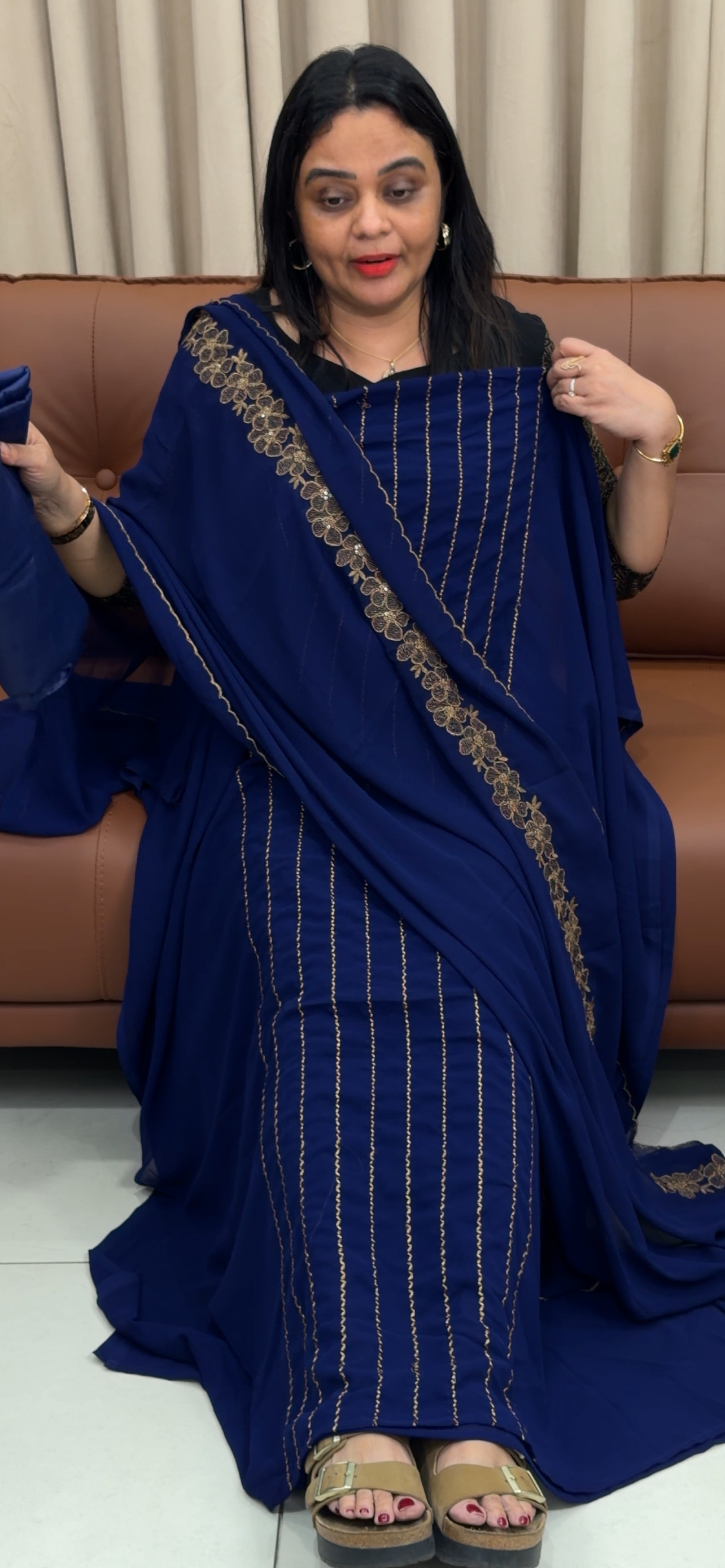 HAND WORKED UNSTITCHED SALWAR SUITS - IHA 33457