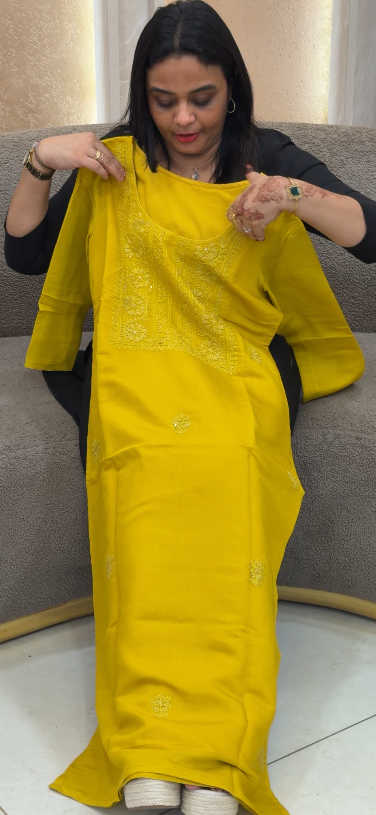 IHA'S IN HOUSE CHIKANKARI SLITTED TOPS - IHA 32978