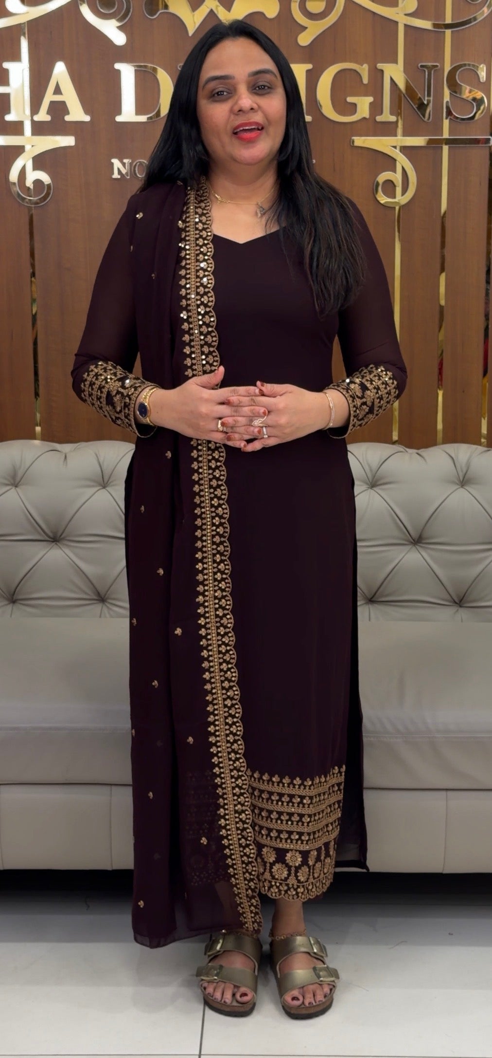 IHA'S IN-HOUSE GEORGETTE TOP, BOTTOM AND DUPATTA  - IHA 35116