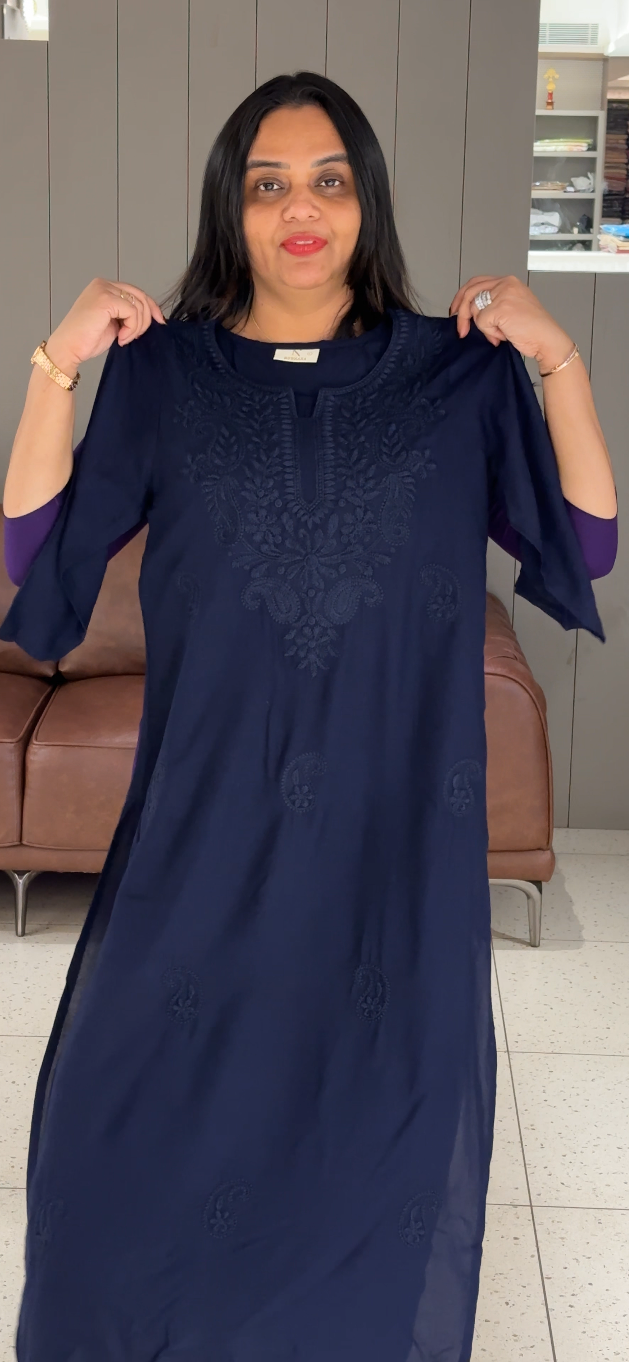 VISCOSE RAYON LONG TOPS - IHA 32808