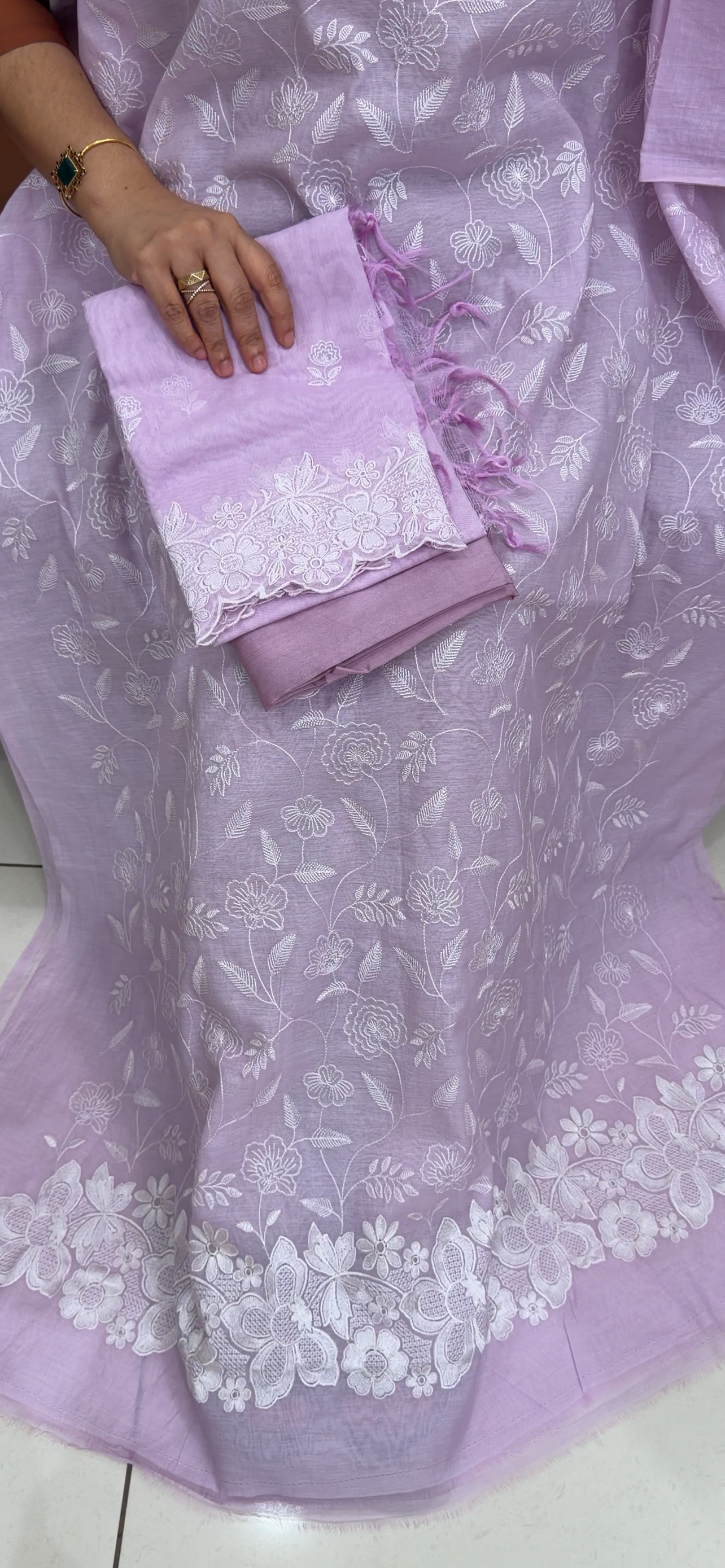MUL CHANDERI UNSTITCHED SALWAR SUITS - IHA 34280