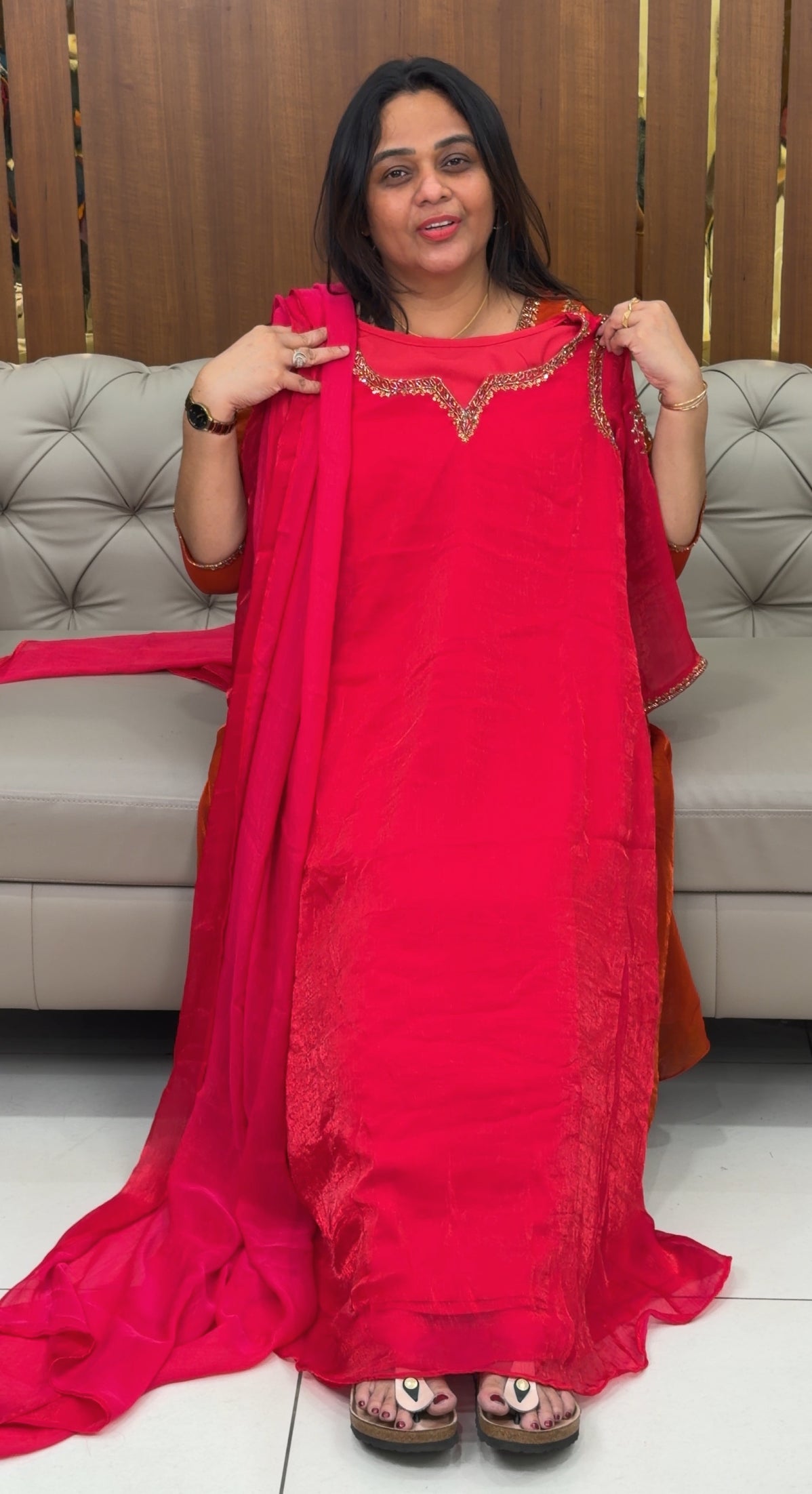 IHA'S IN-HOUSE ORGANZA SLITTED TOP AND DUPATTA - IHA 28951