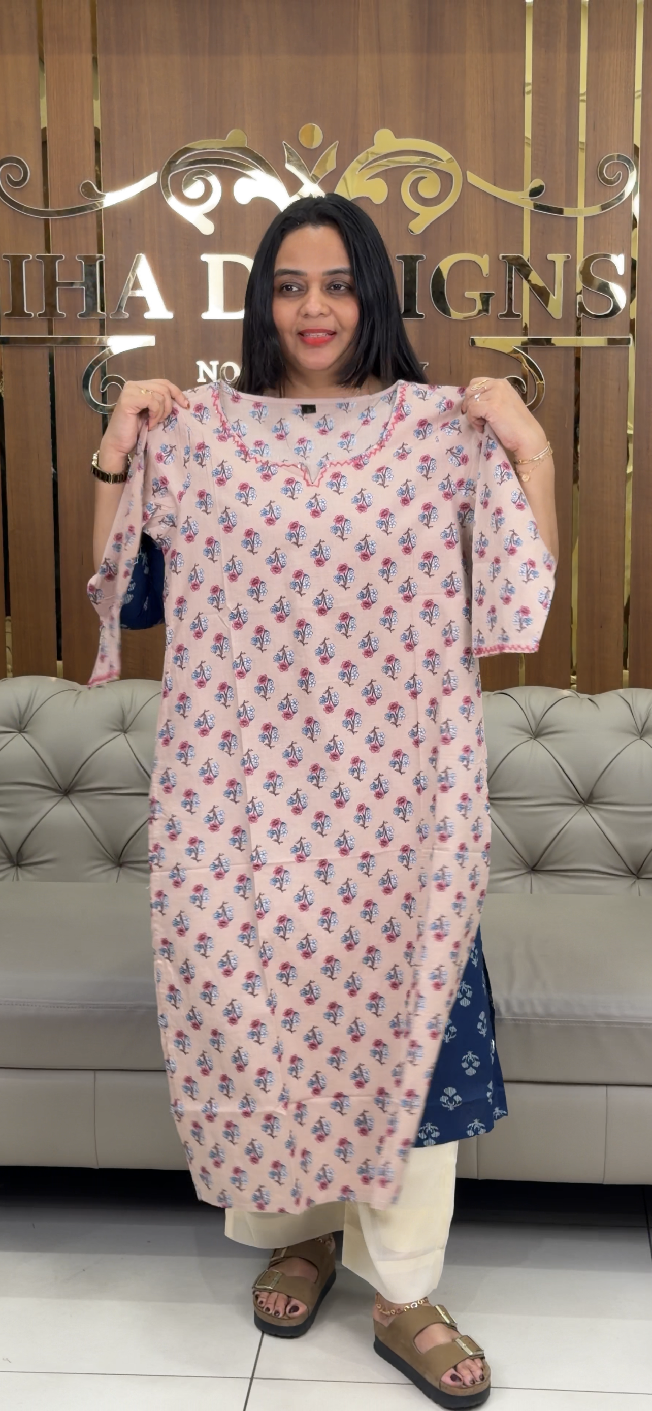 COTTON LONG SLITTED TOPS - IHA 32823