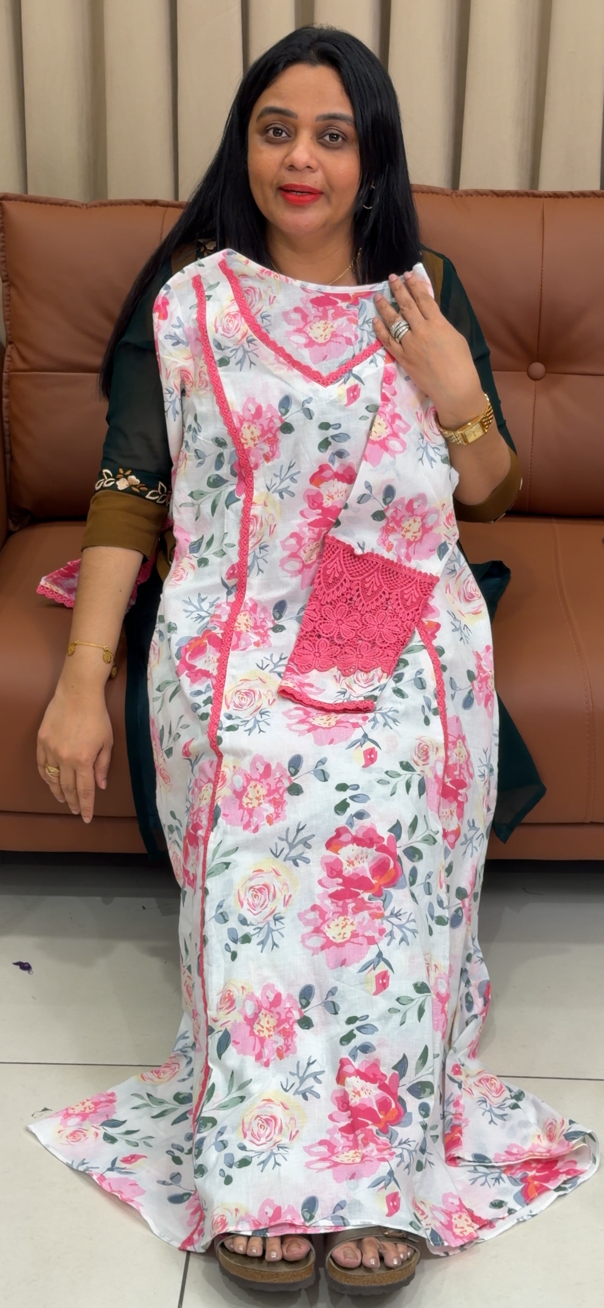 IHA'S IN-HOUSE PRINTED ALINE TOPS  - IHA 35815