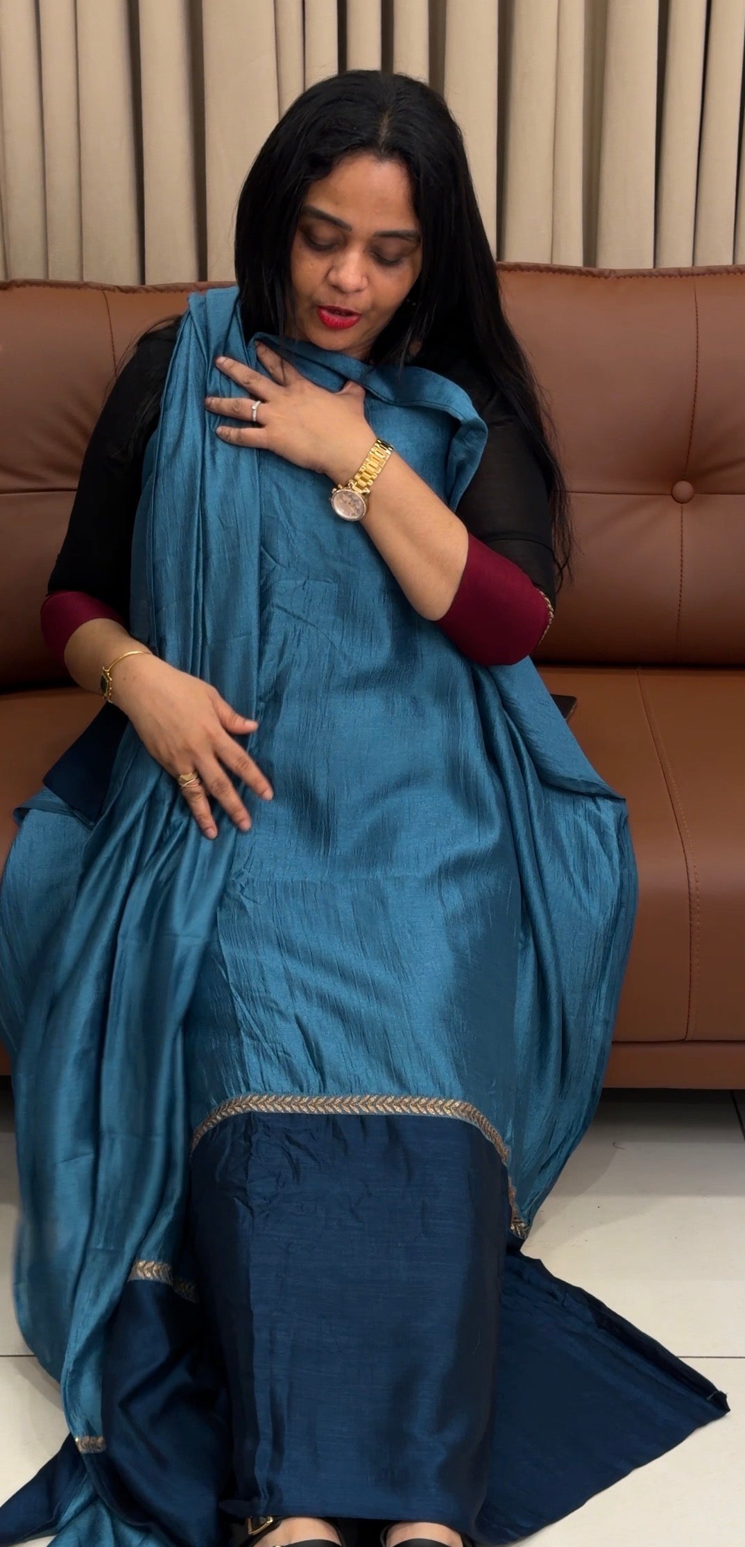 IHA'S IN-HOUSE SEMI RAW SILK TOP,BOTTOM AND DUPATTA - IHA 34498