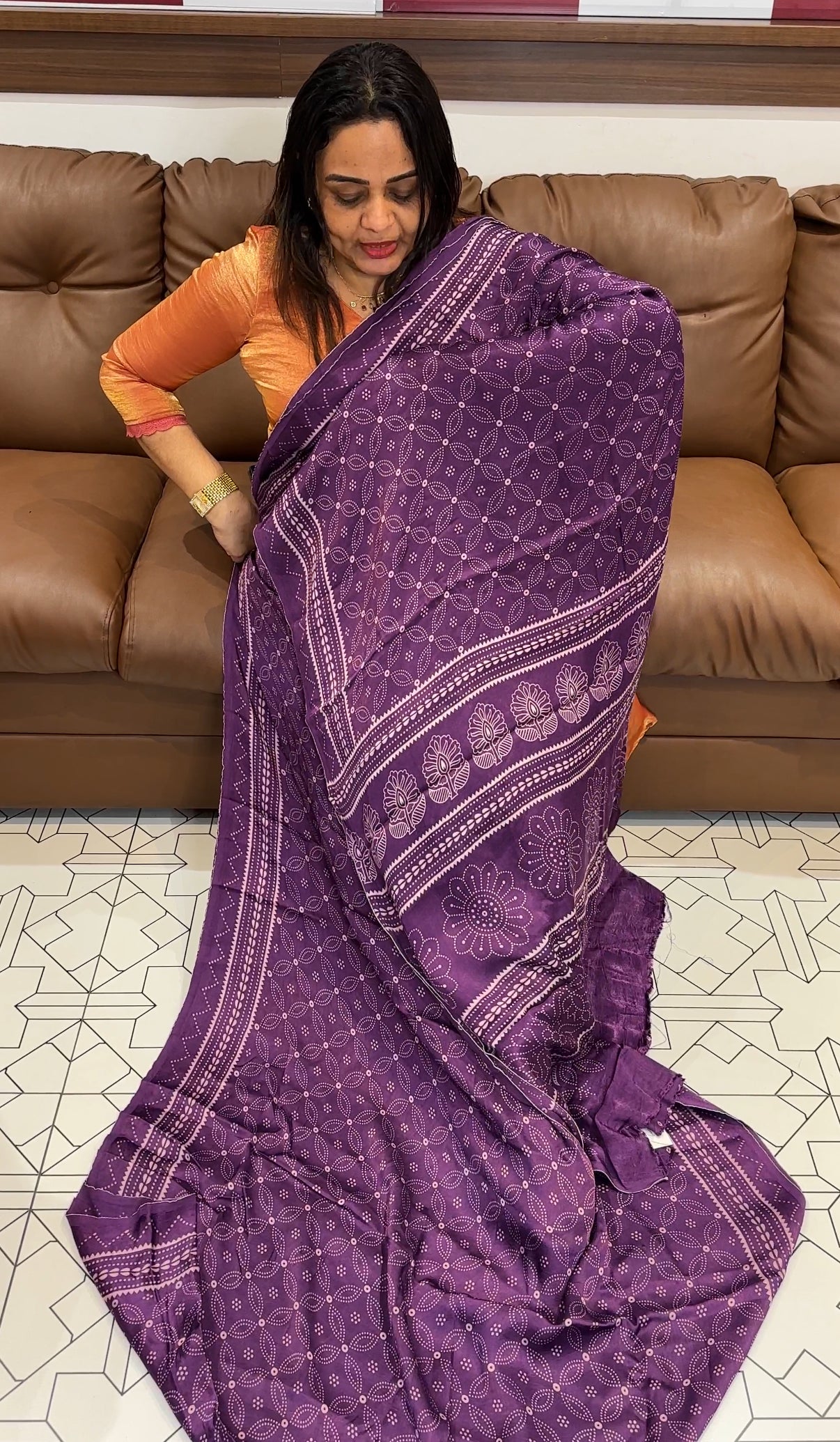 MASHRU SILK PRINTED SAREE - IHA 19591