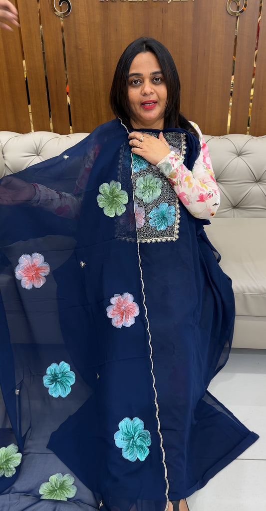 FAUX GEORGETTE UNSTITCHED SALWAR SUITS - IHA 26092
