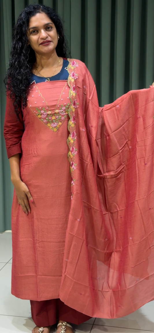 SEMI RAW SILK UNSTITCHED SALWAR SUITS - IHA 33295
