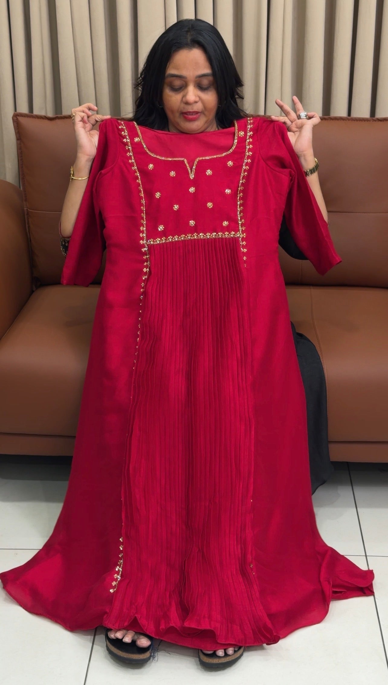 IHA'S IN-HOUSE SEMI RAW SILK ALINE TOPS - IHA 35032