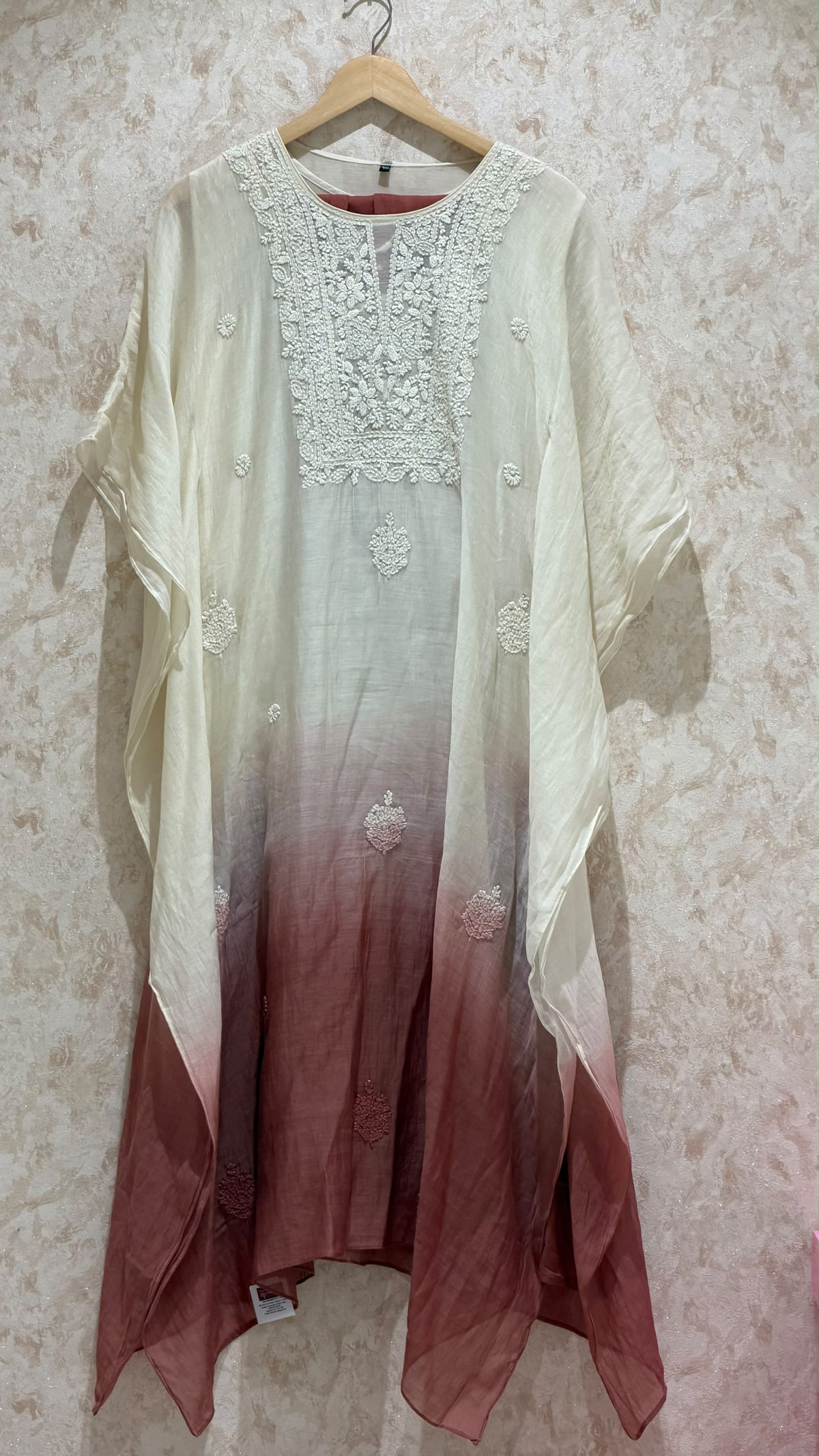 MUL CHANDERI KAFTAN TOP AND BOTTOM  - IHA 35896