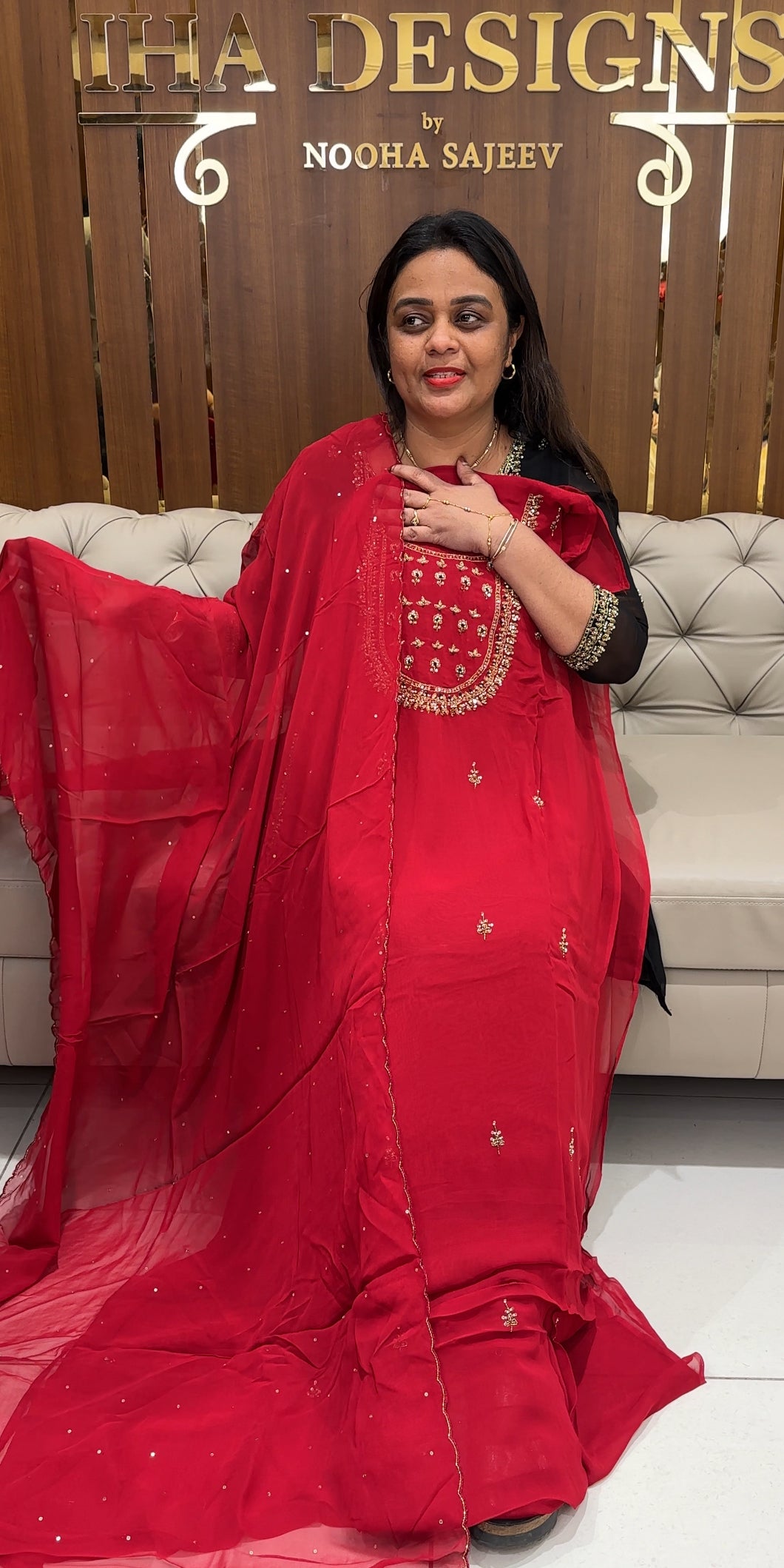 HAND WORKED GEORGETTE UNSTITCHED SALWAR SUITS - IHA 24350