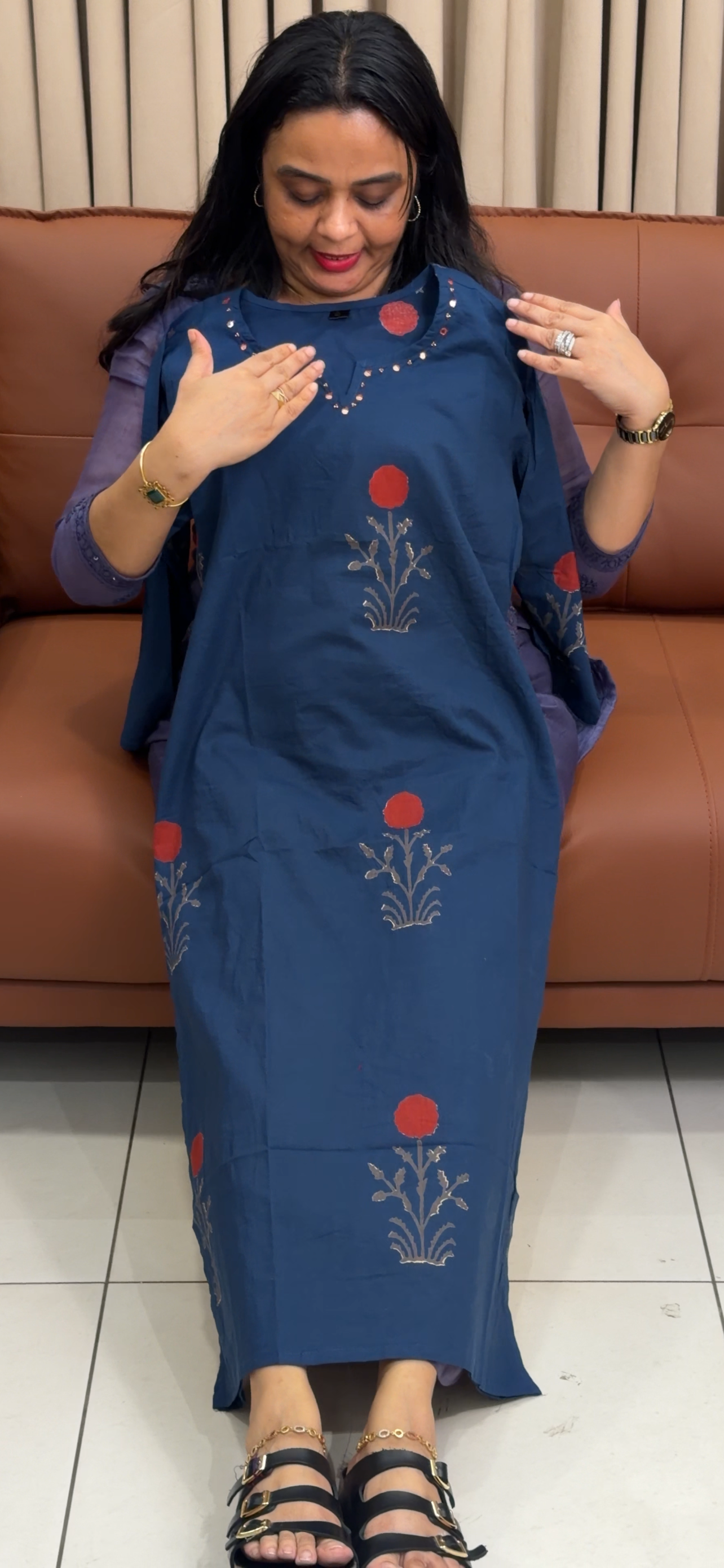 COTTON LONG SLITTED TOPS - IHA 34886