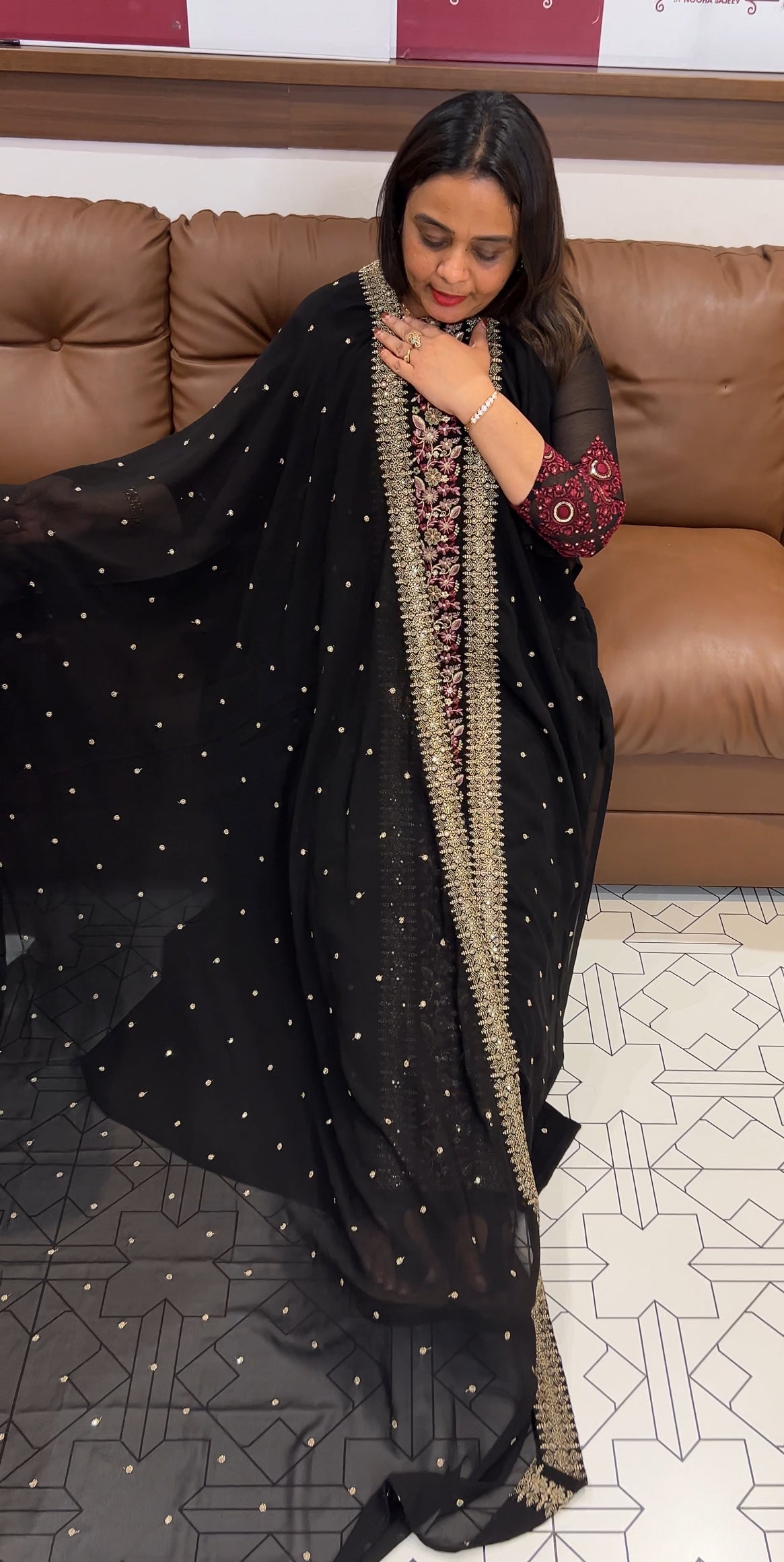 FAUX GEORGETTE UNSTITCHED SALWAR SUITS- IHA 22417