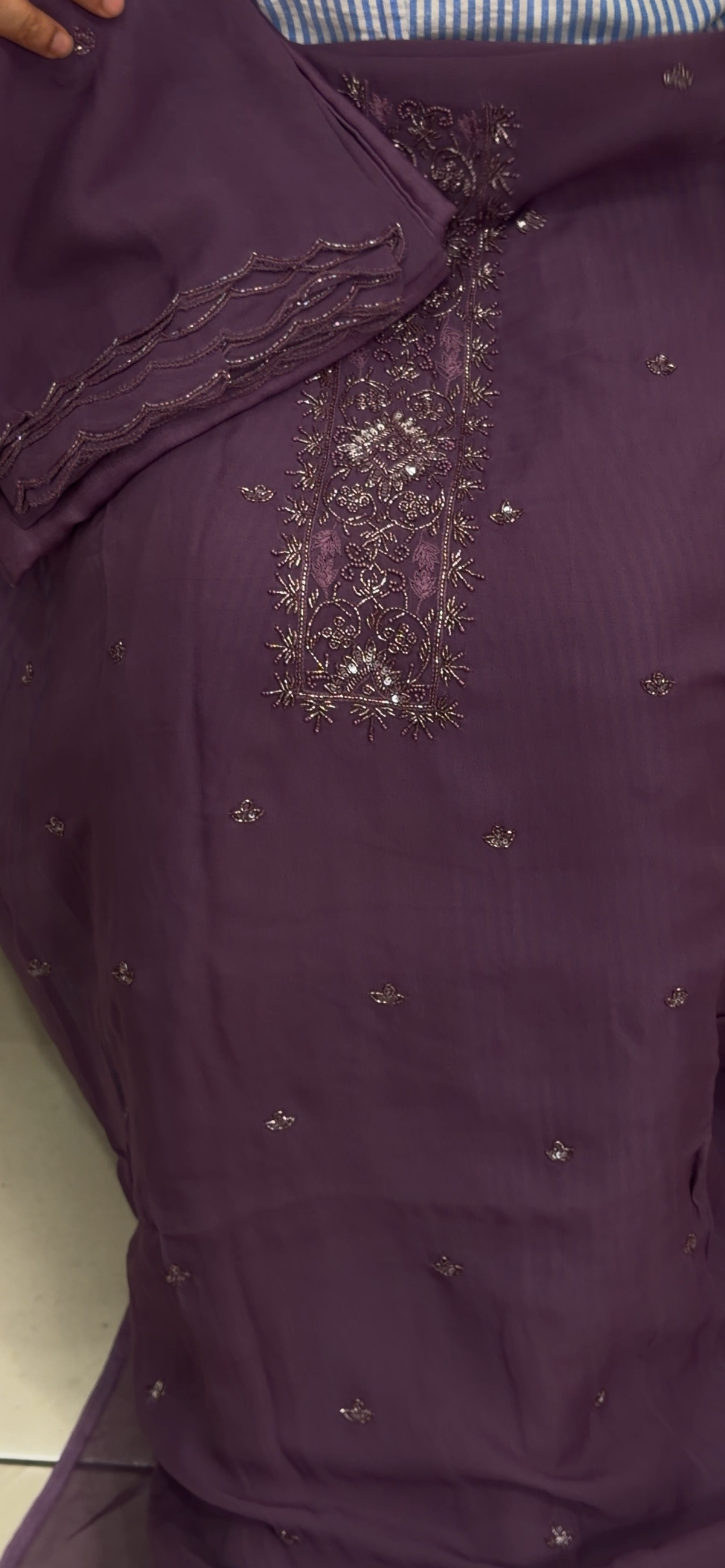 GEORGETTE HANDWORKED UNSTITCHED SALWAR SUITS - IHA 35931