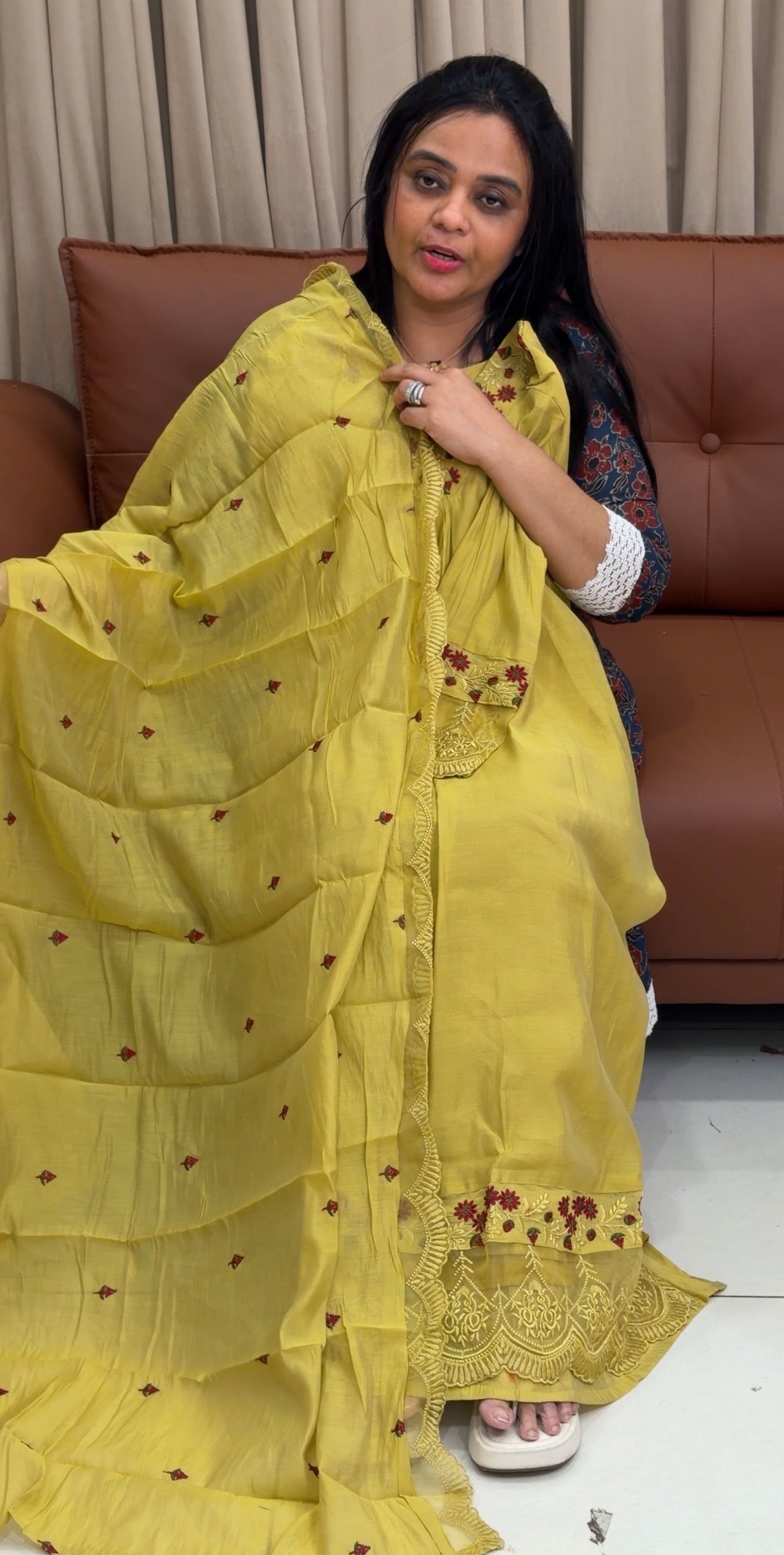 MALAI CHANDERI TOP,BOTTOM AND DUPATTA - IHA 34972