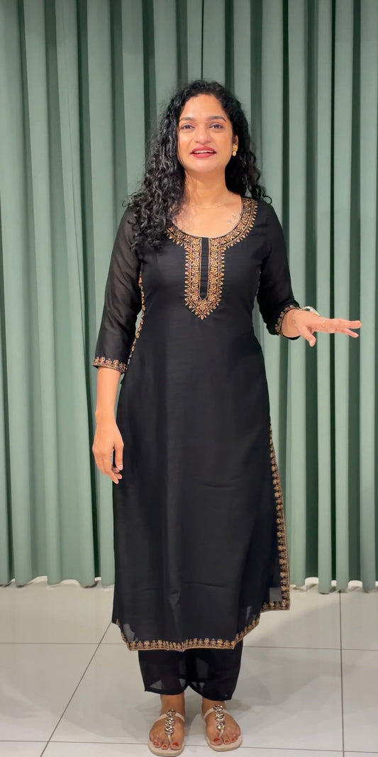 SEMI RAW SILK  TOP AND BOTTOM  - IHA 36006