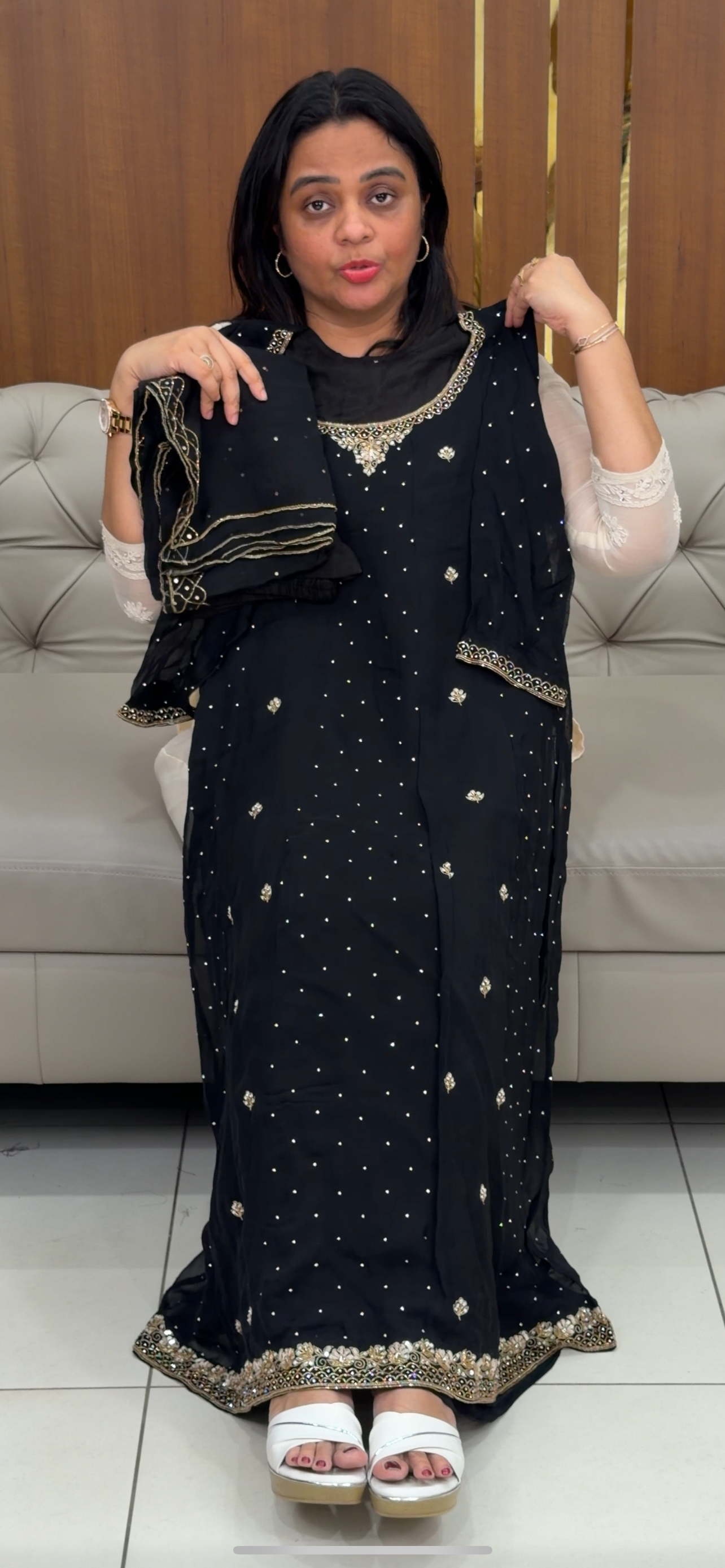 VISCOSE ORGANZA ANARKALI TOP, BOTTOM AND DUPATTA - IHA 29324