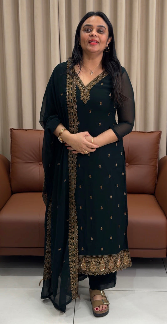 SEMI PARTY WEAR UNSTITCHED SALWAR SUITS - IHA 33595