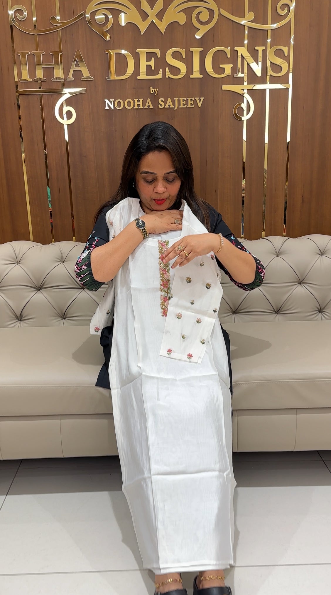 HAND WORKED MODAL CHANDERI TOP AND BOTTOM - IHA 24153