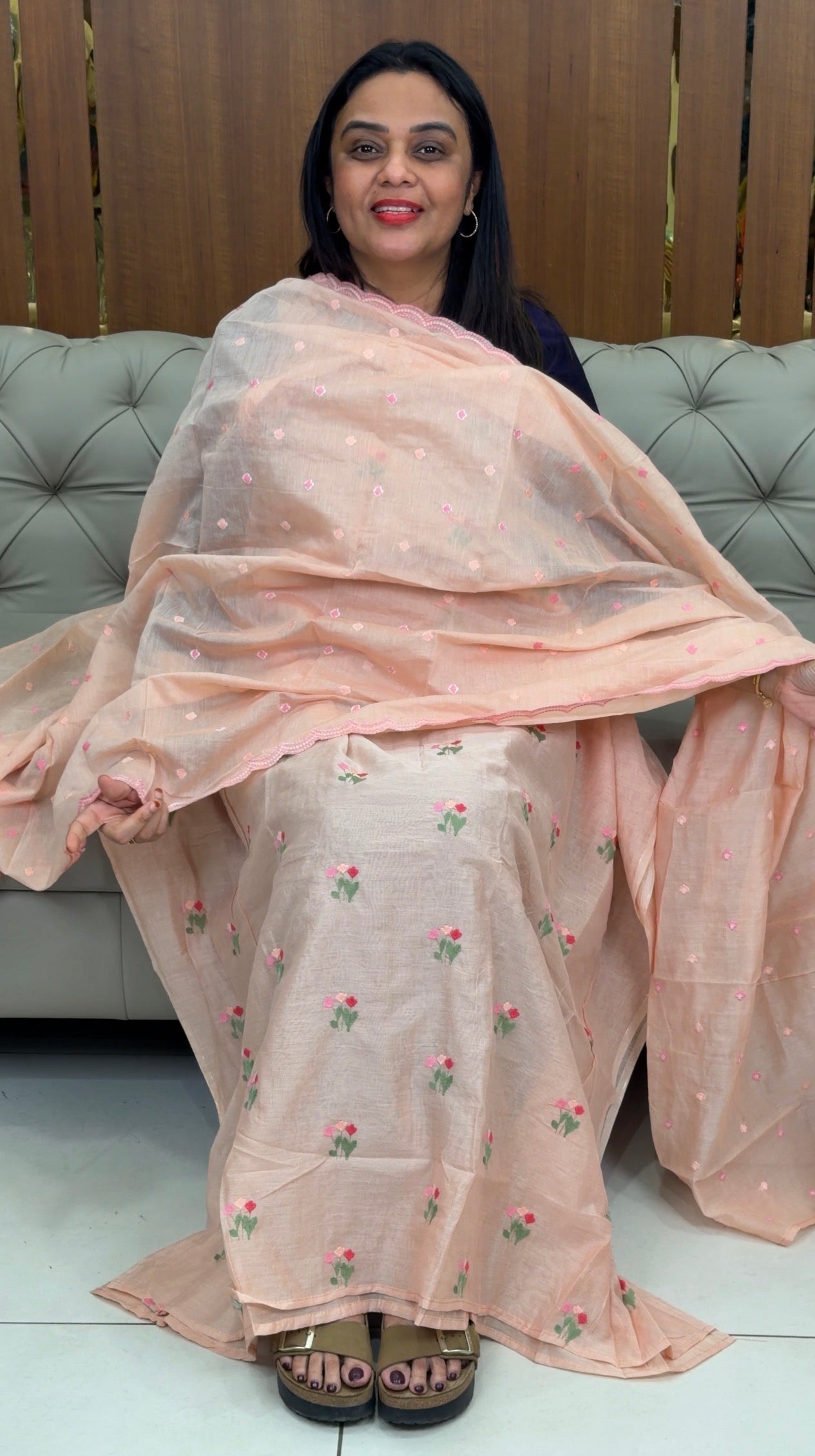 MUL CHANDERI UNSTITCHED SALWAR SUITS - IHA 32989