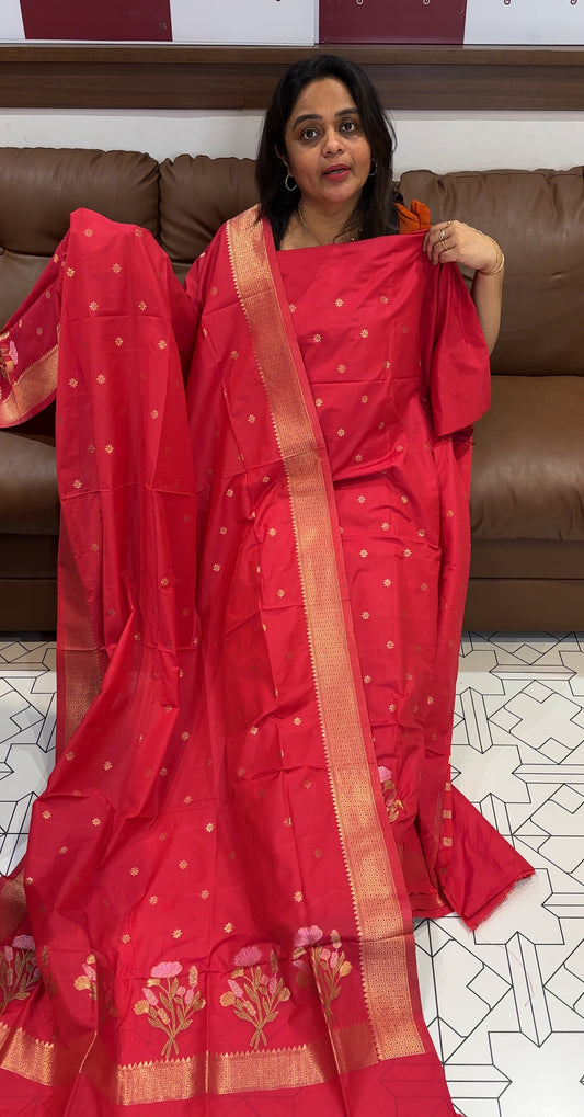 SEMI BANARASI UNSTITCHED SALWAR SUITS - IHA 26447